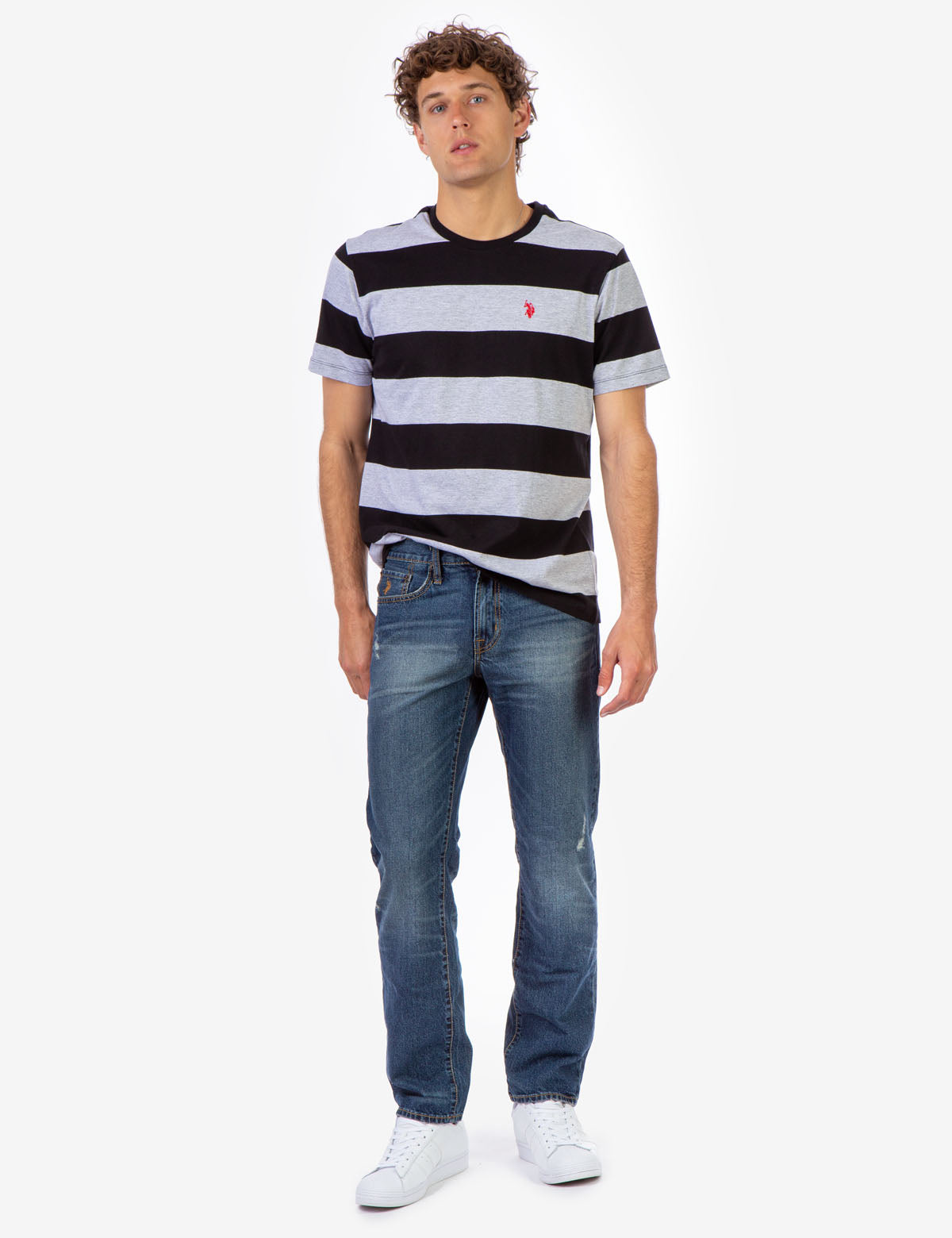 Classic Straight Fit Denim Jeans with Button Closure & 5 Pockets