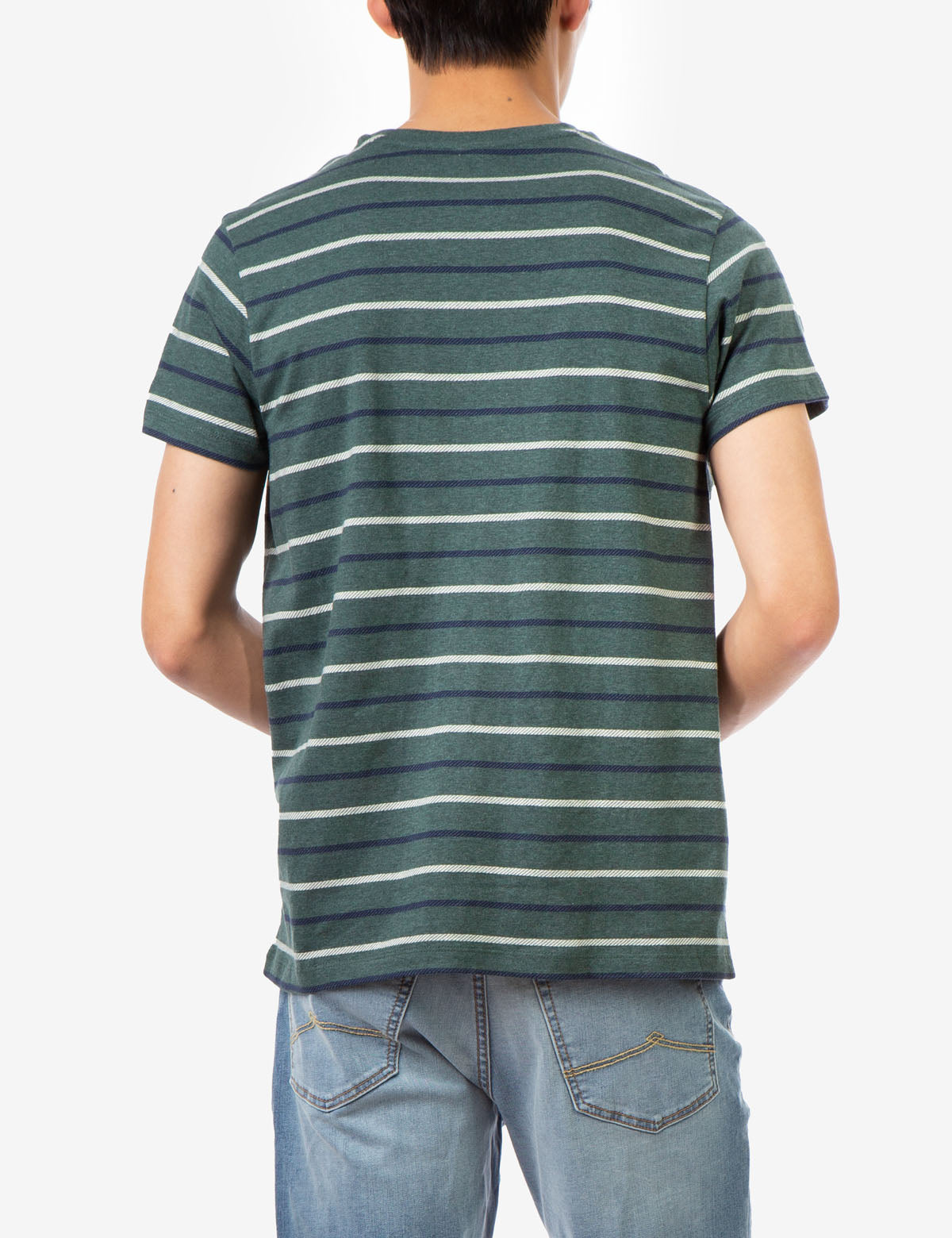 Classic Striped Crew Neck T-Shirt with Embroidered Logo | Casual Short Sleeve Tee