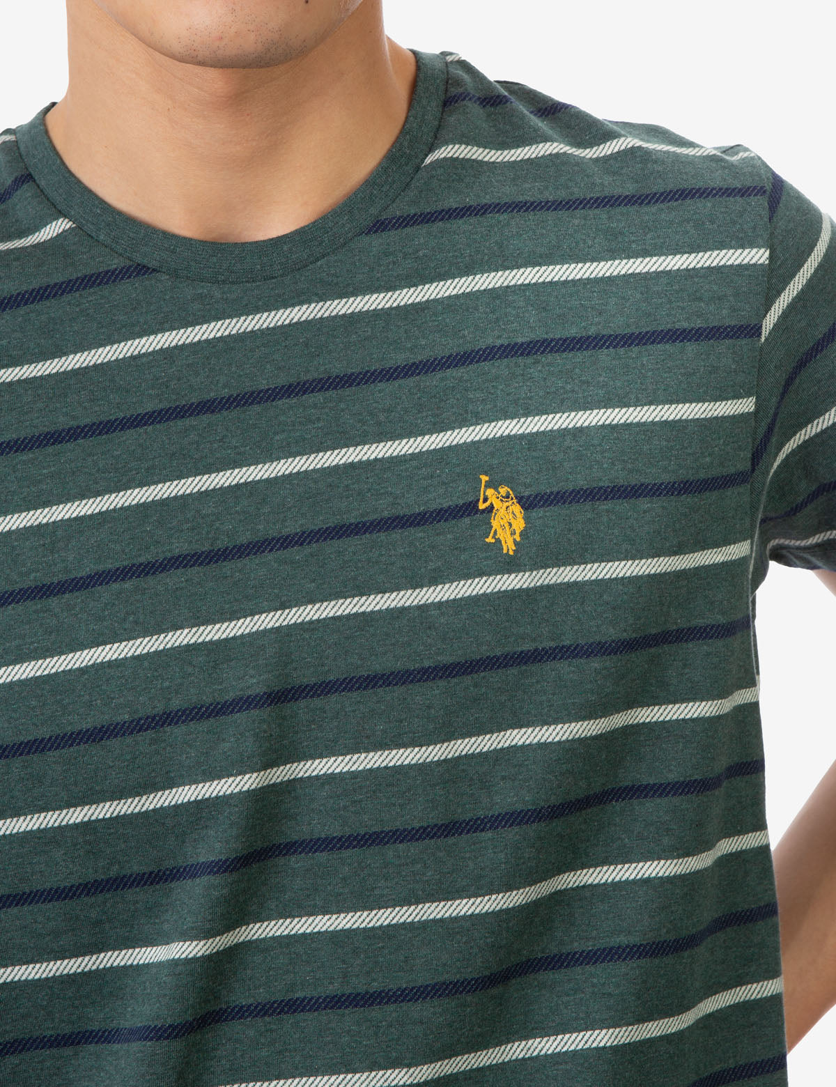 Classic Striped Crew Neck T-Shirt with Embroidered Logo | Casual Short Sleeve Tee