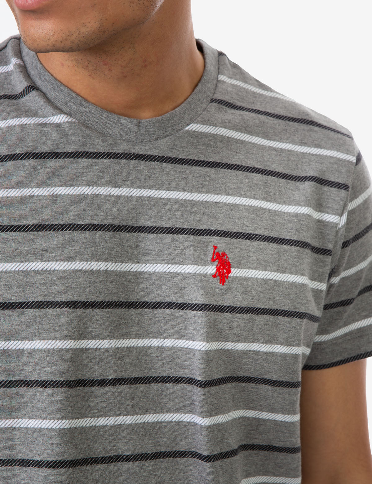 Classic Striped Crew Neck T-Shirt with Embroidered Logo | Casual Short Sleeve Tee
