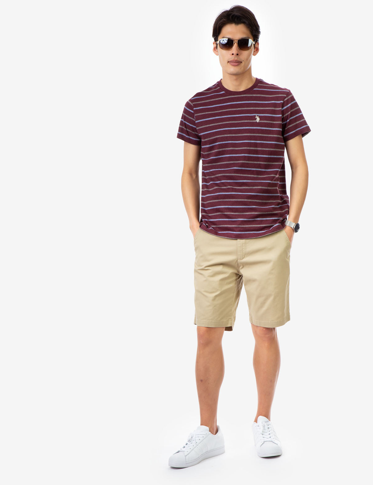 Classic Striped Crew Neck T-Shirt with Embroidered Logo | Casual Short Sleeve Tee