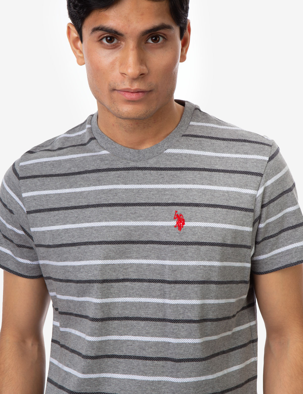 Classic Striped Crew Neck T-Shirt with Embroidered Logo | Casual Short Sleeve Tee
