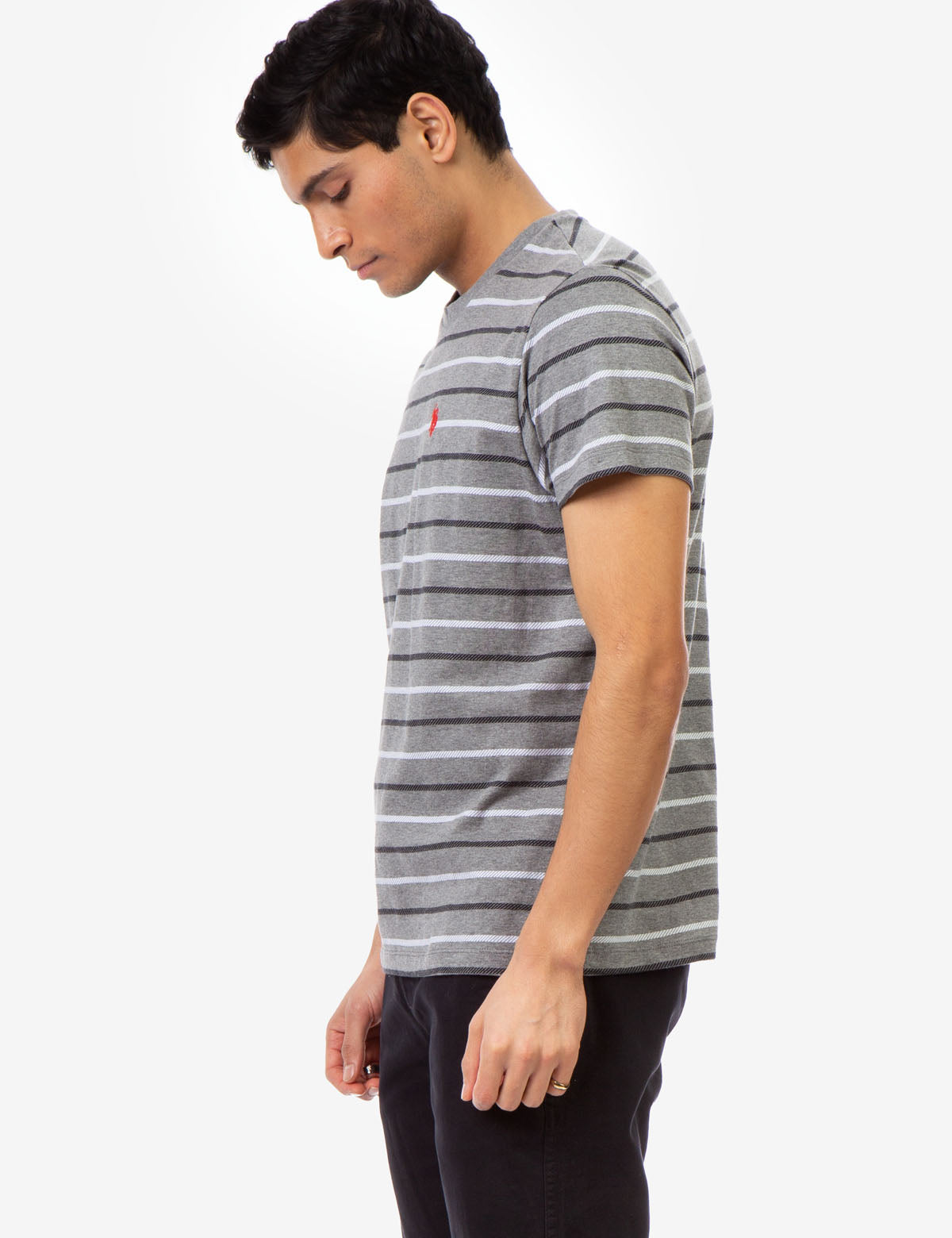Classic Striped Crew Neck T-Shirt with Embroidered Logo | Casual Short Sleeve Tee
