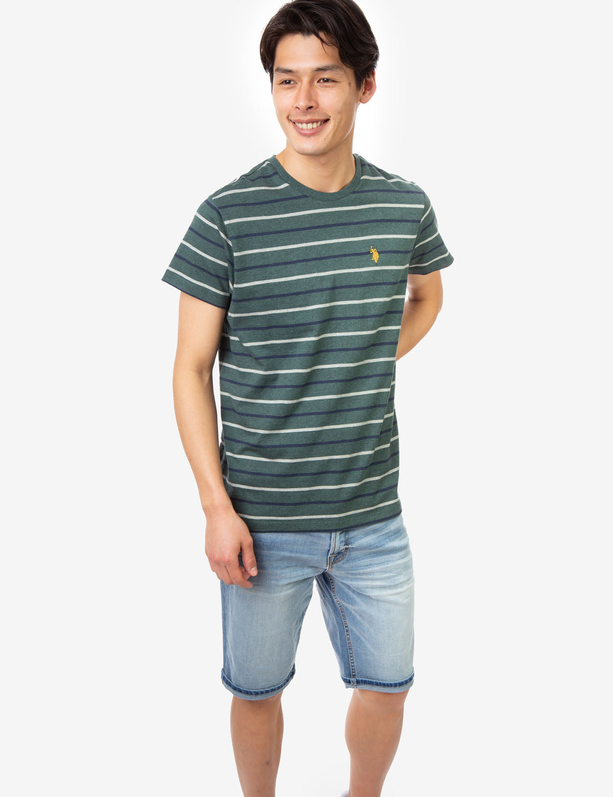 Classic Striped Crew Neck T-Shirt with Embroidered Logo | Casual Short Sleeve Tee