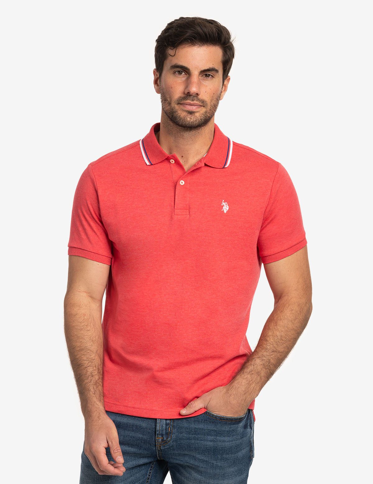 Slim Fit Tipped Polo Shirt with Embroidered Logo | Interlock Design
