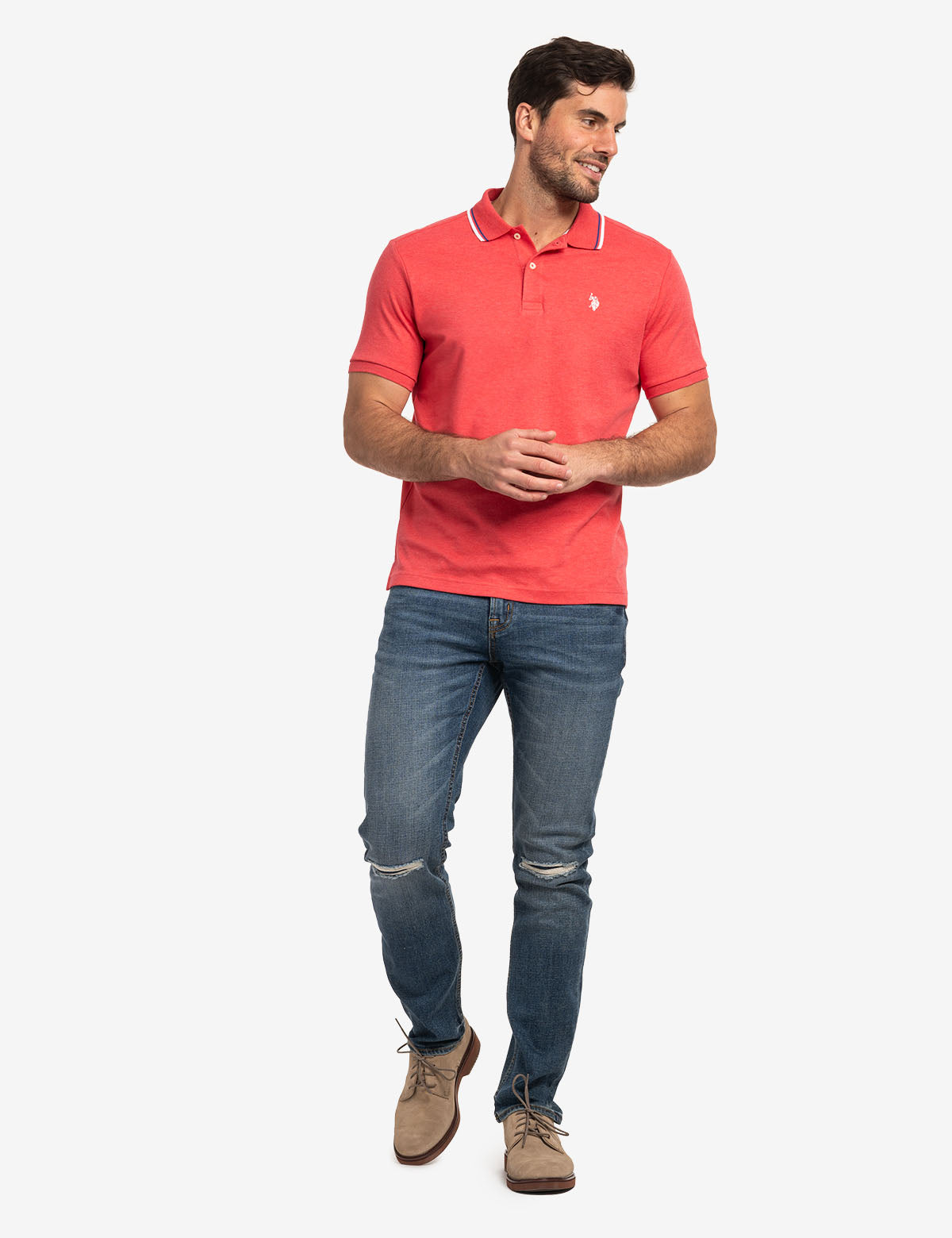 Slim Fit Tipped Polo Shirt with Embroidered Logo | Interlock Design