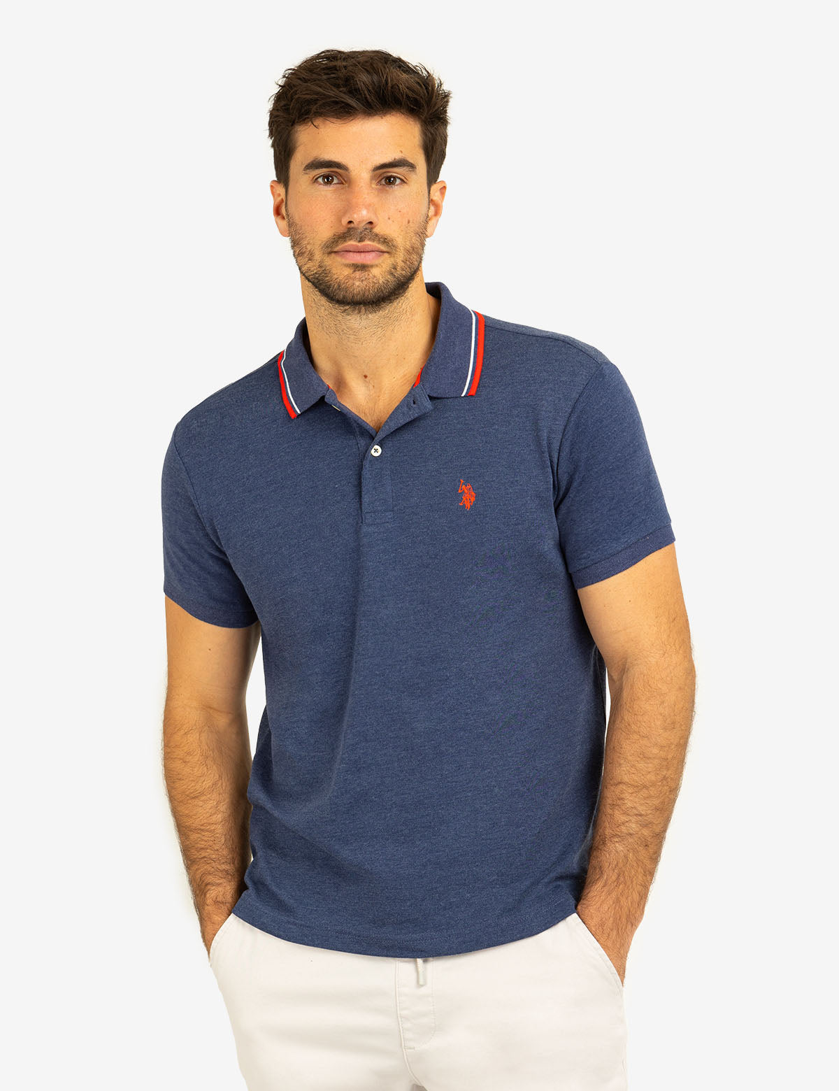 Slim Fit Tipped Polo Shirt with Embroidered Logo | Interlock Design
