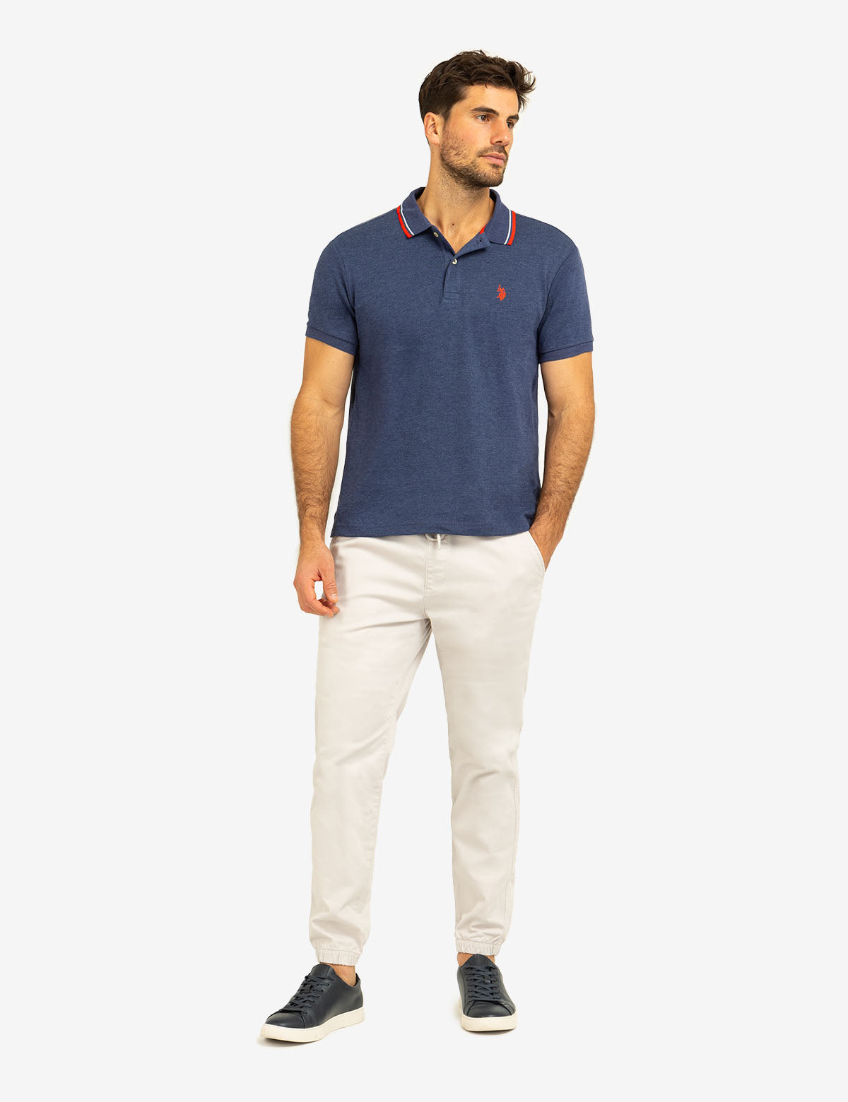 Slim Fit Tipped Polo Shirt with Embroidered Logo | Interlock Design