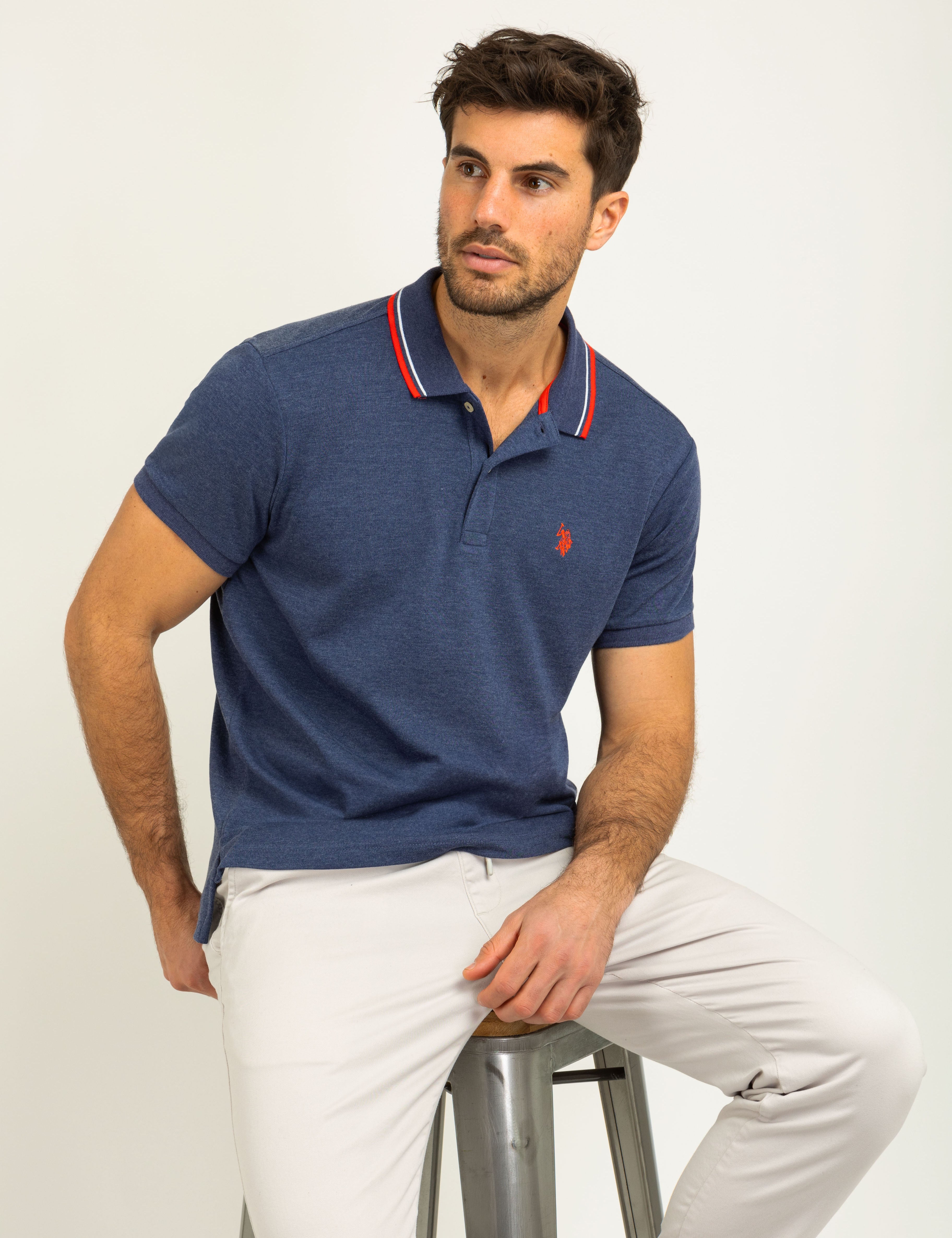 Slim Fit Tipped Polo Shirt with Embroidered Logo | Interlock Design