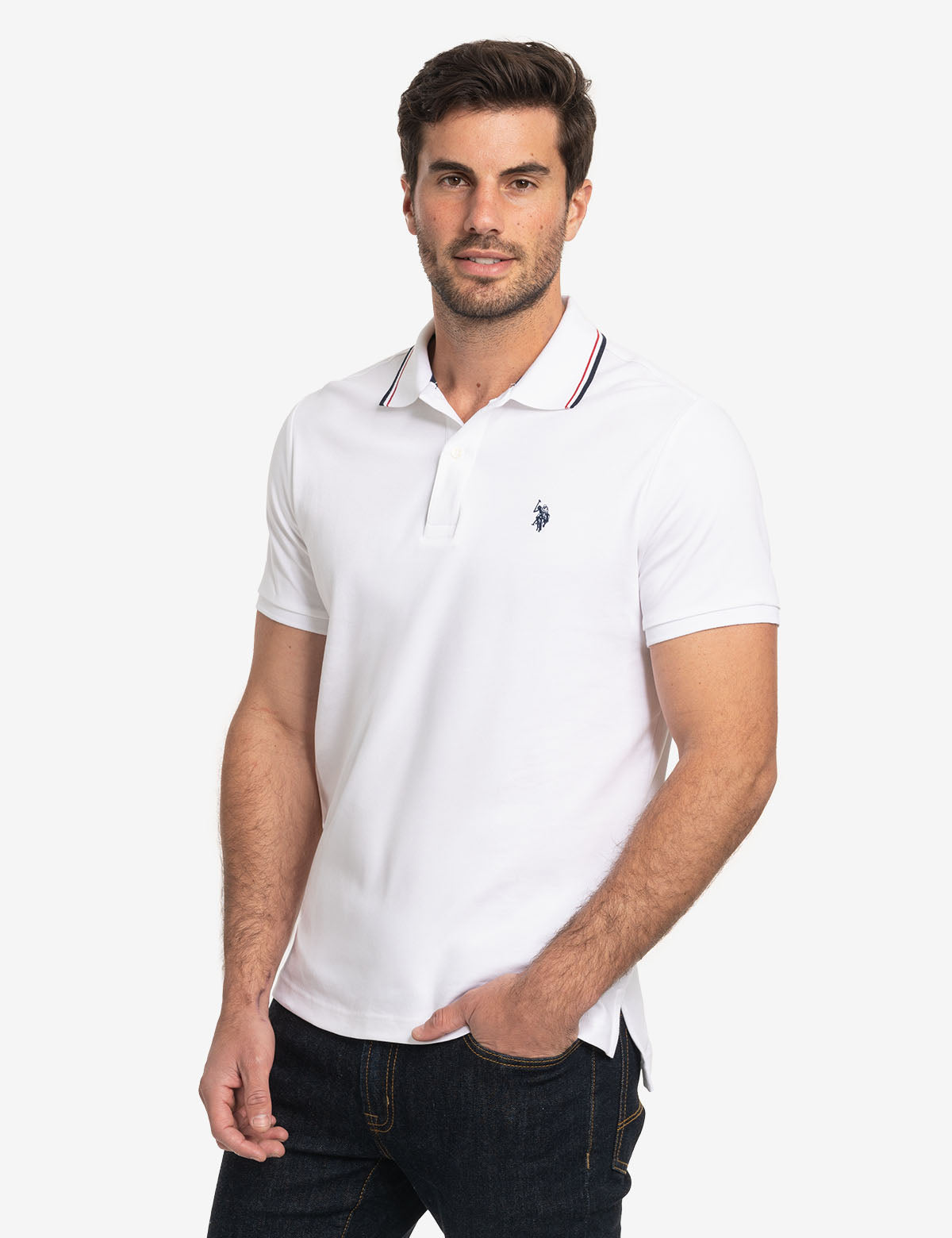 Slim Fit Tipped Polo Shirt with Embroidered Logo | Interlock Design