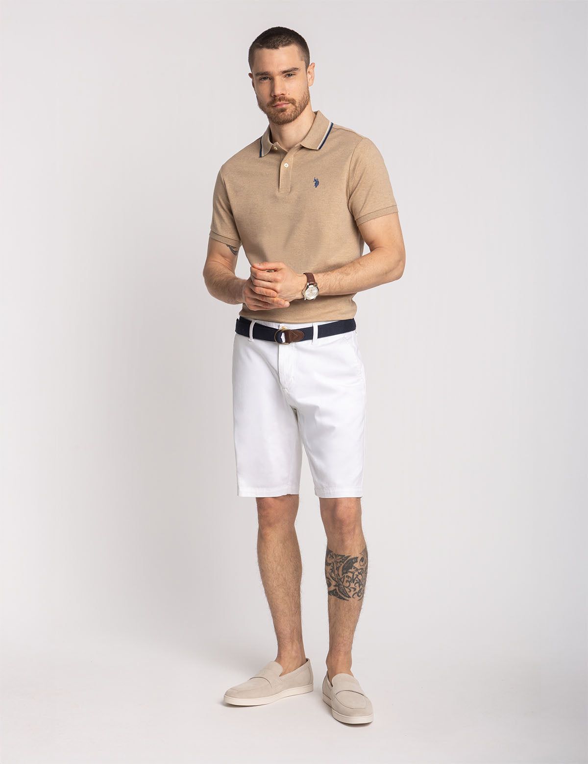 Slim Fit Tipped Polo Shirt with Embroidered Logo | Interlock Design