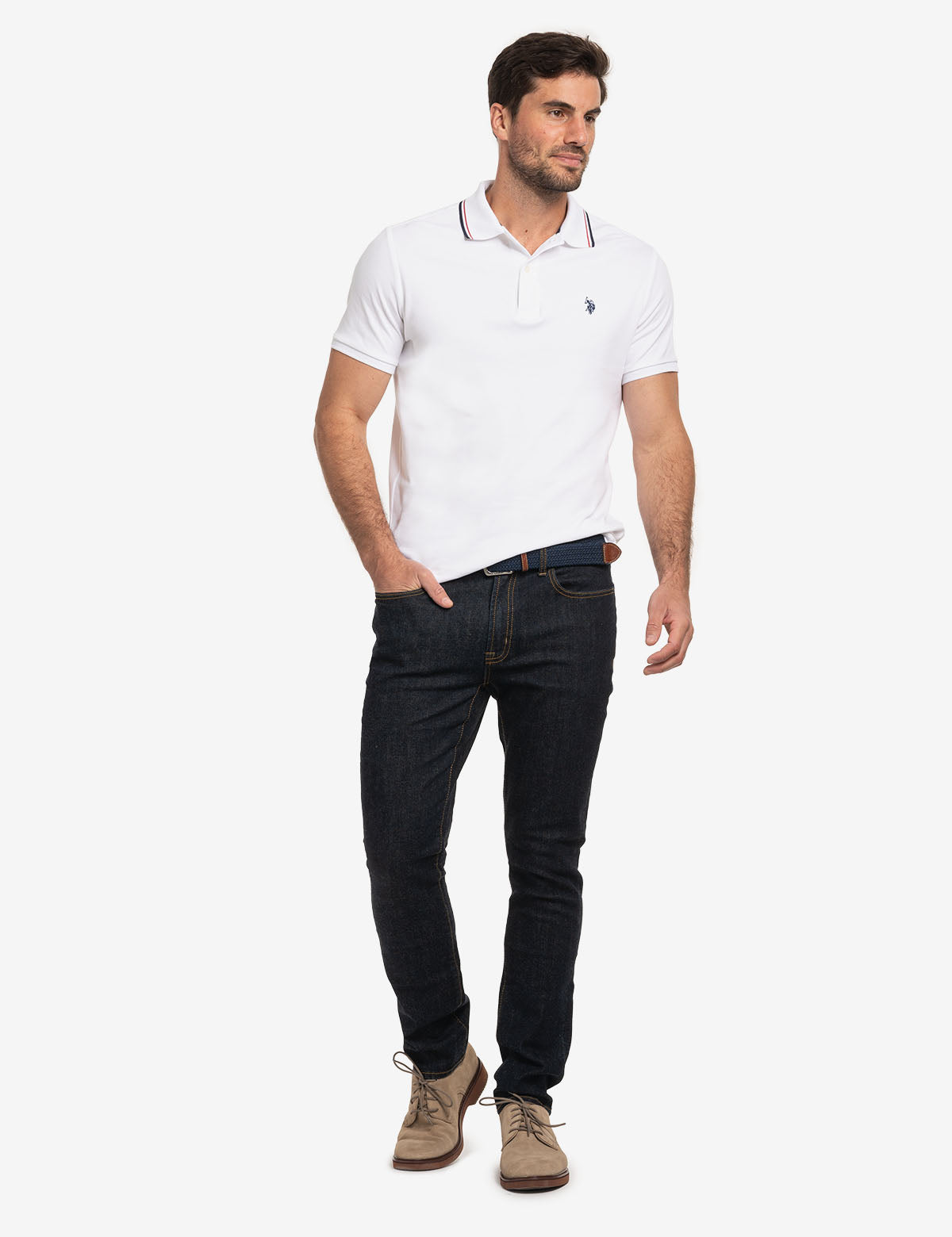 Slim Fit Tipped Polo Shirt with Embroidered Logo | Interlock Design