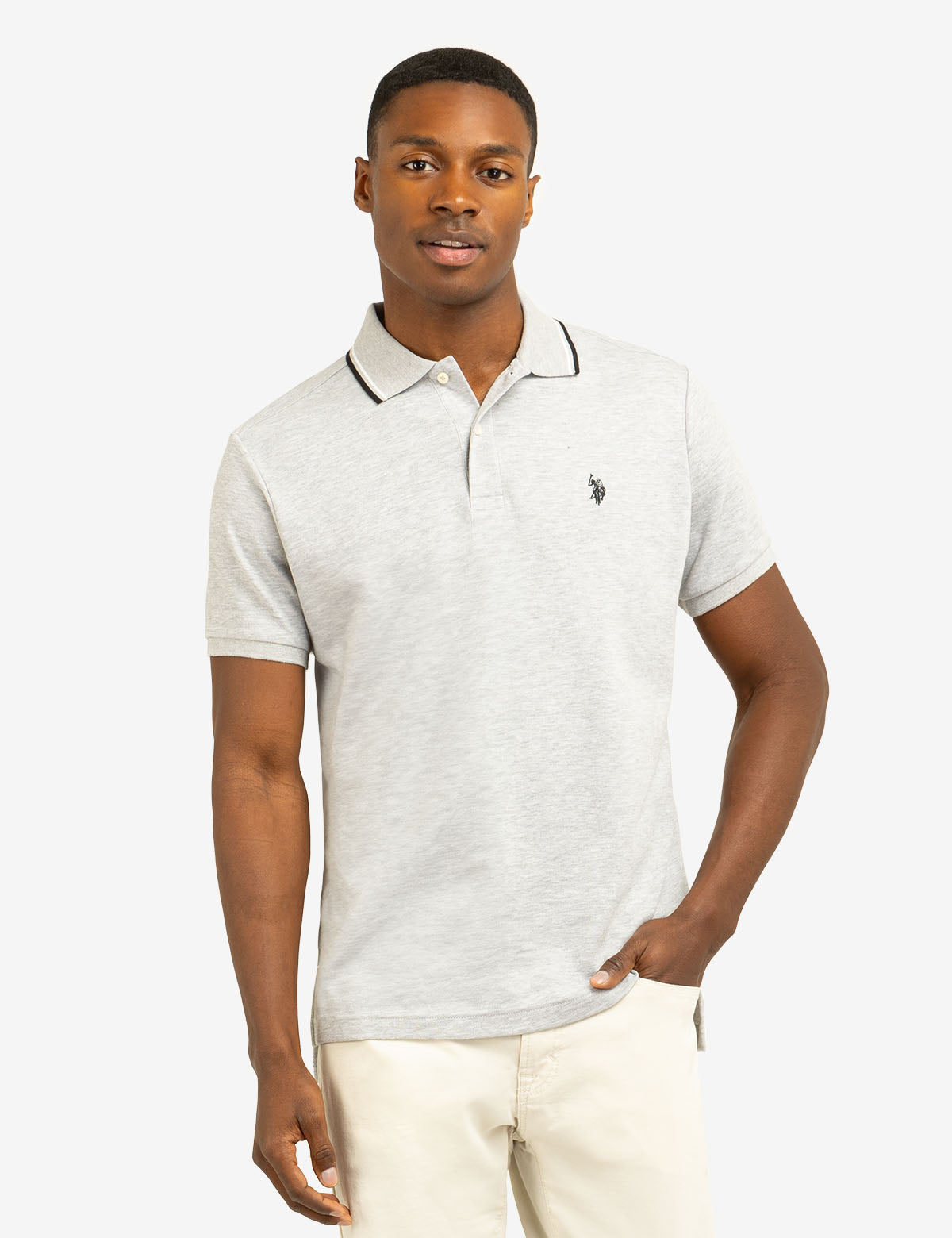 Slim Fit Tipped Polo Shirt with Embroidered Logo | Interlock Design