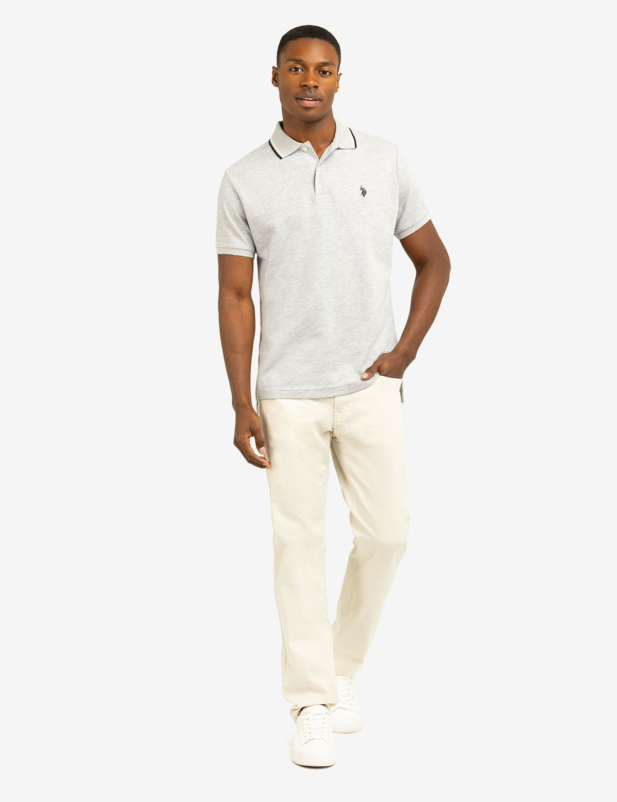 Slim Fit Tipped Polo Shirt with Embroidered Logo | Interlock Design