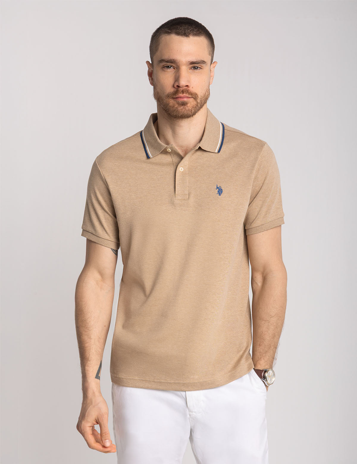Slim Fit Tipped Polo Shirt with Embroidered Logo | Interlock Design