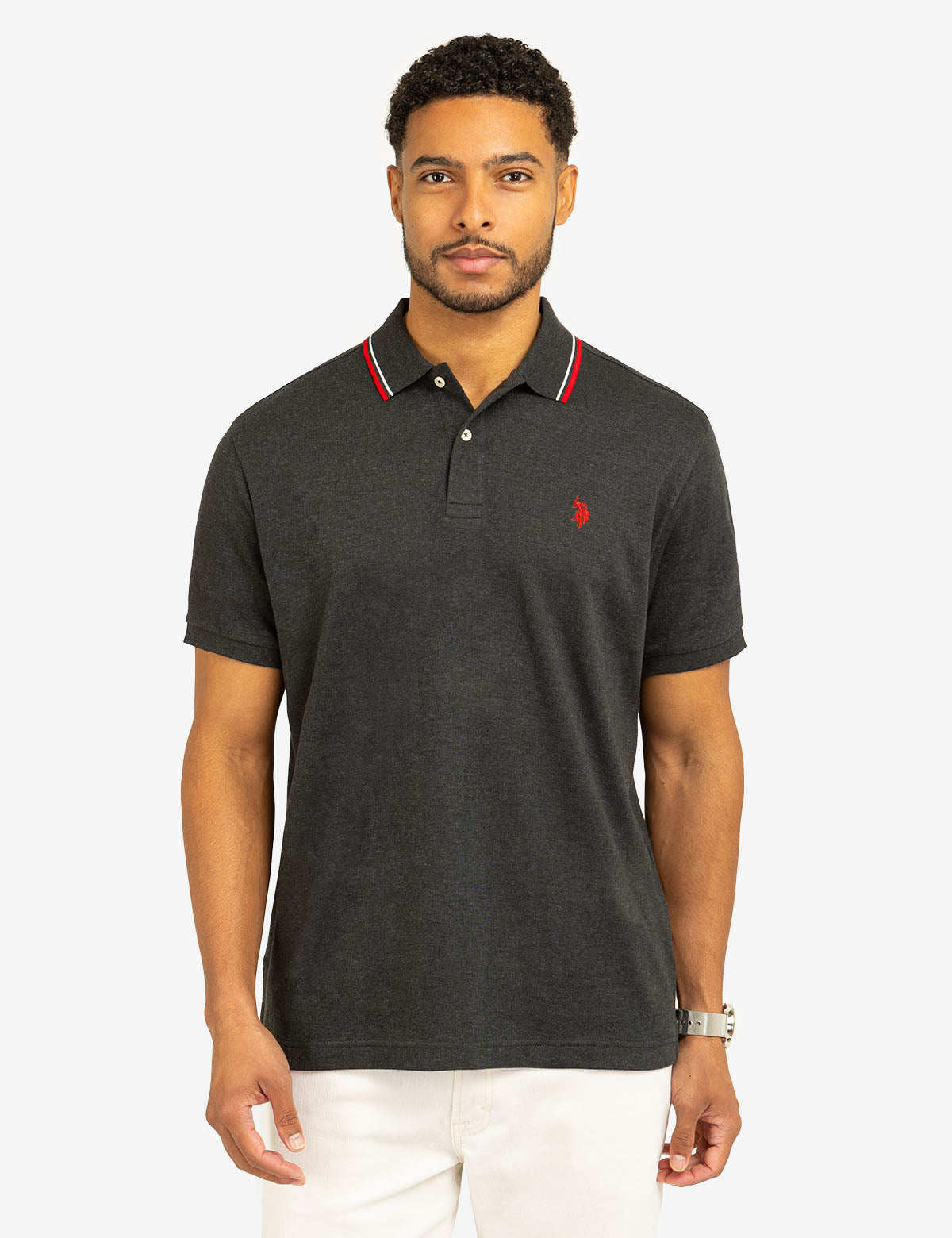 Slim Fit Tipped Polo Shirt with Embroidered Logo | Interlock Design