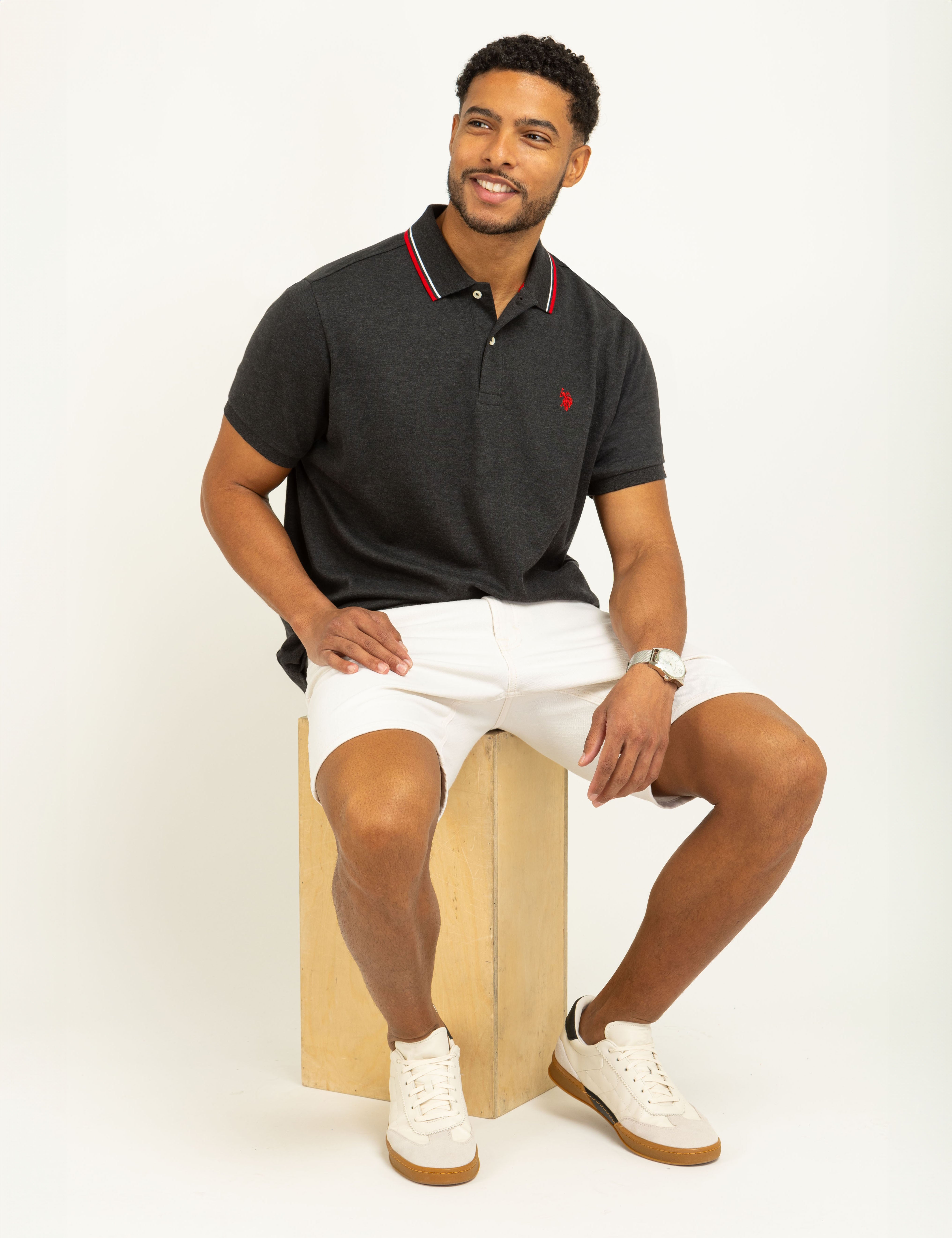 Slim Fit Tipped Polo Shirt with Embroidered Logo | Interlock Design
