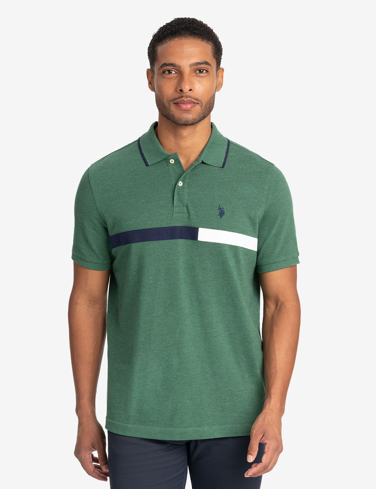 Color Block Stripe Pique Polo Shirt for Men | Casual Wear