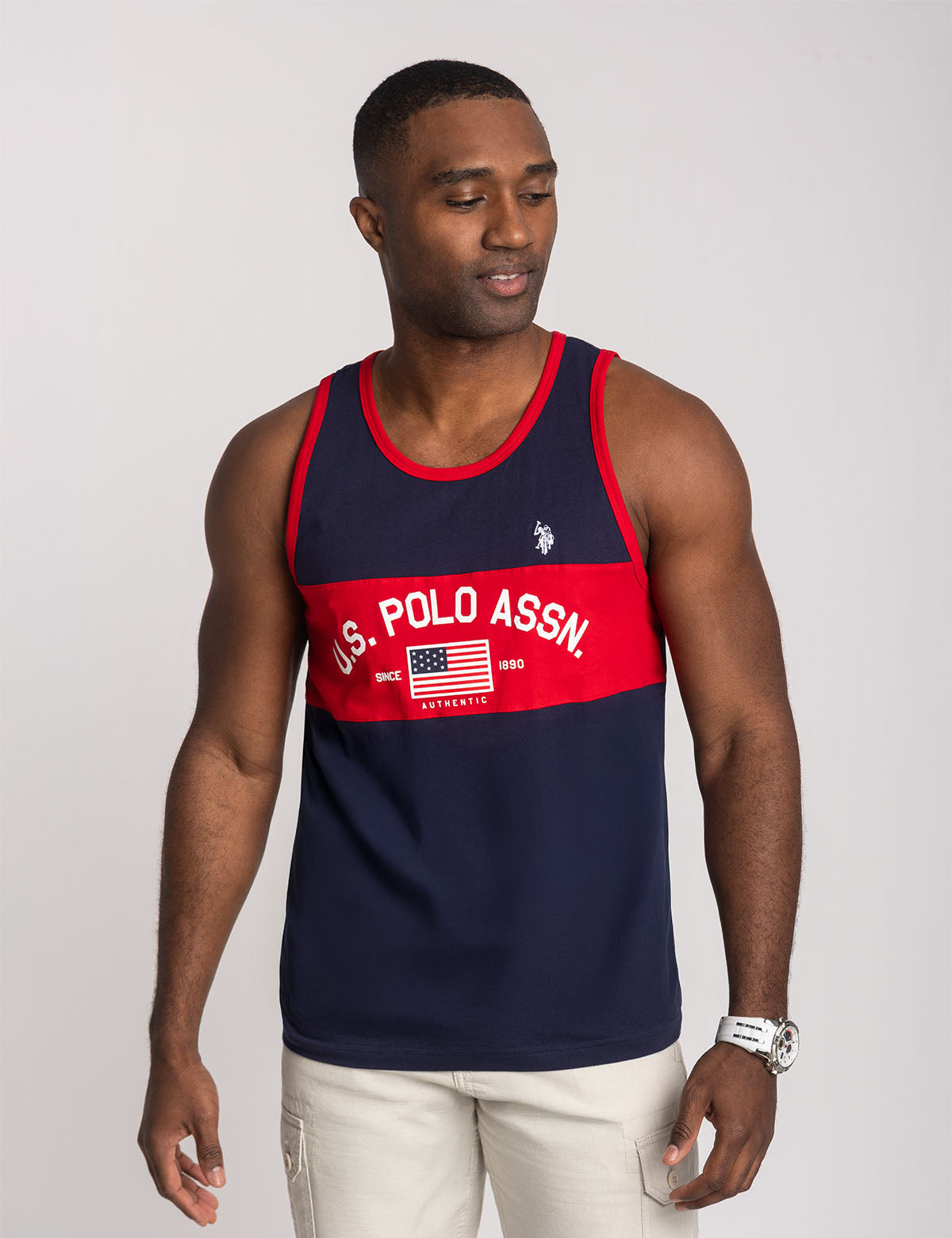 Color Block Flag Muscle Tank with American Graphic | U.S. Polo Assn.