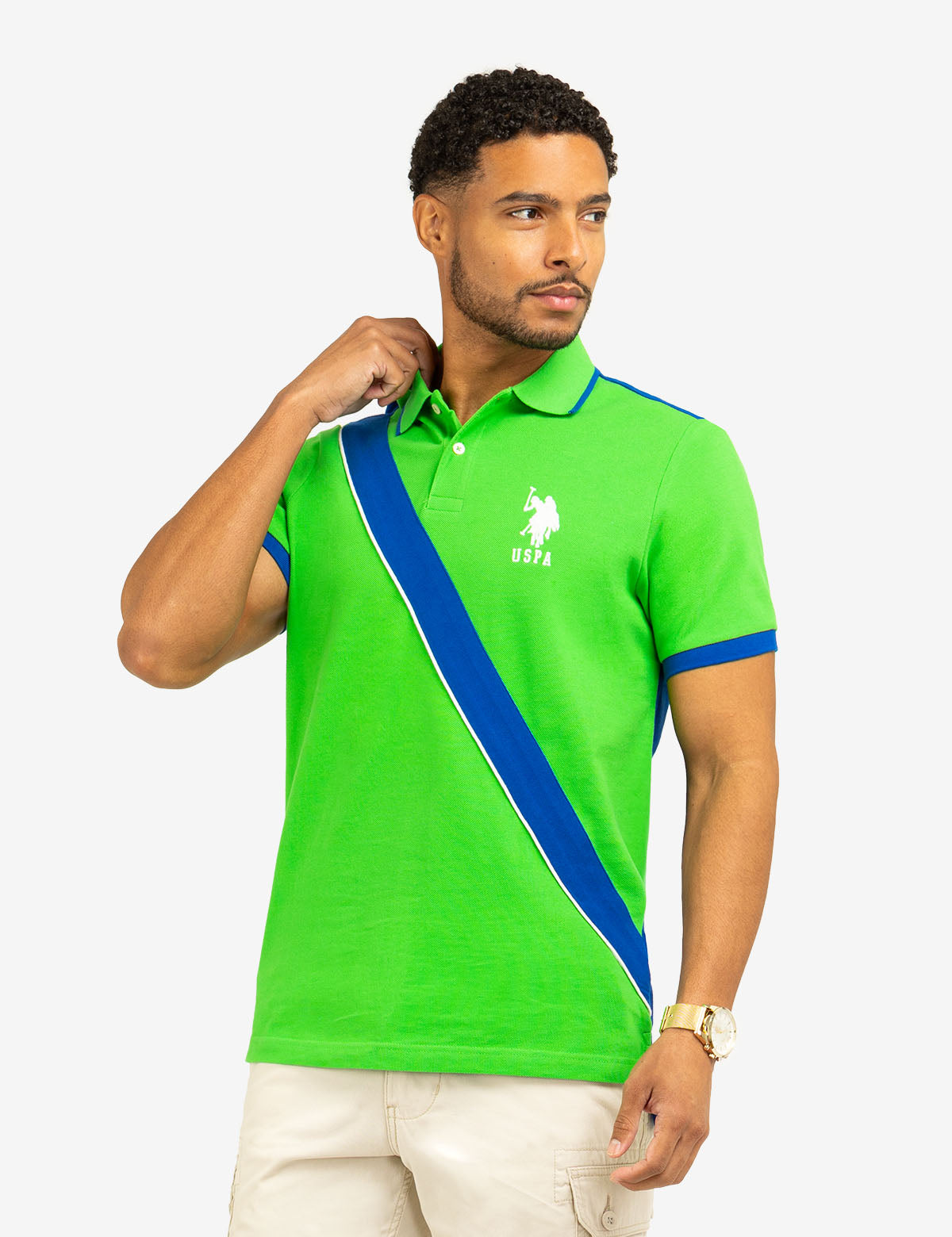 Color Block Pique Polo Shirt with Sash Front | Casual Style