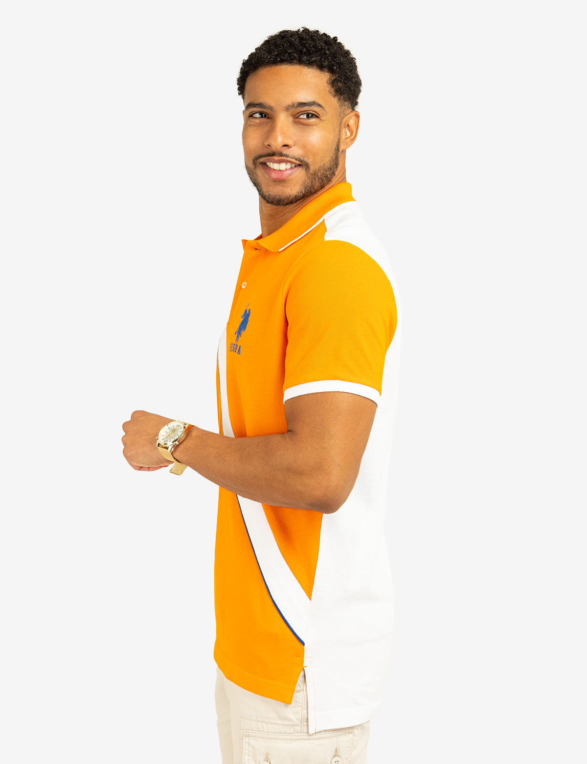 Color Block Pique Polo Shirt with Sash Front | Casual Style
