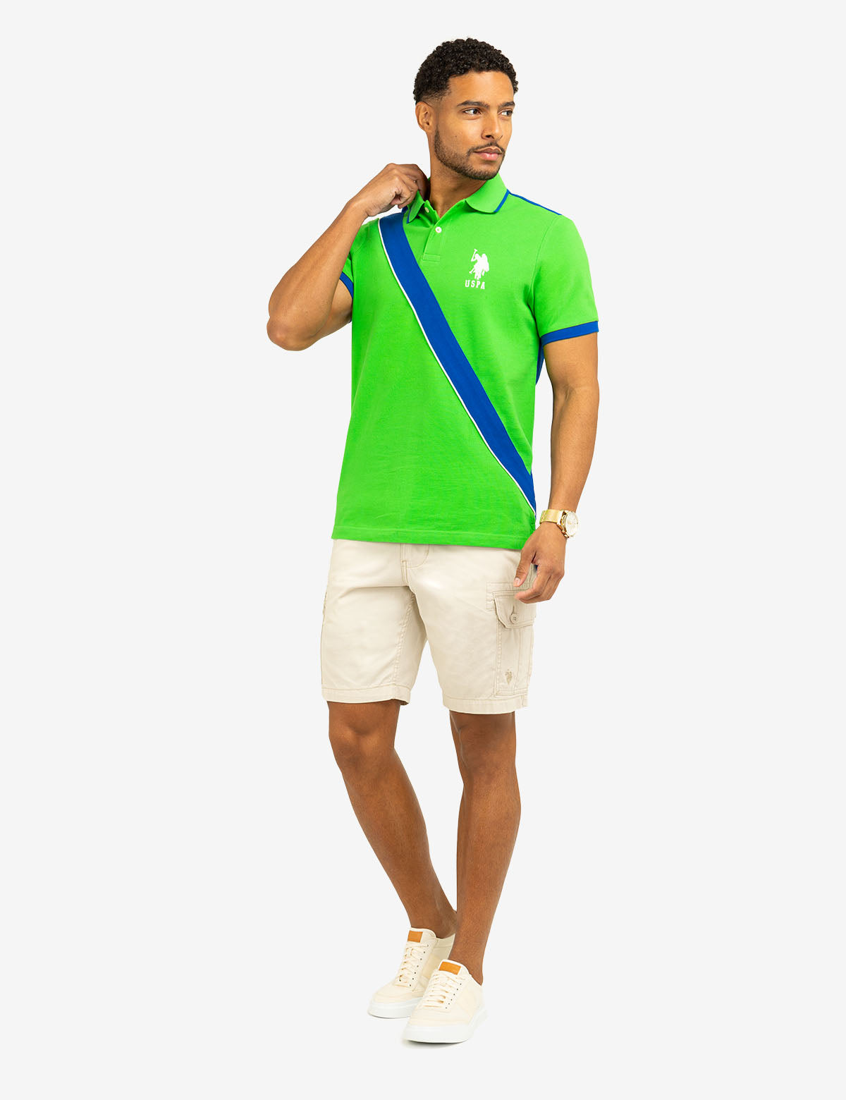 Color Block Pique Polo Shirt with Sash Front | Casual Style