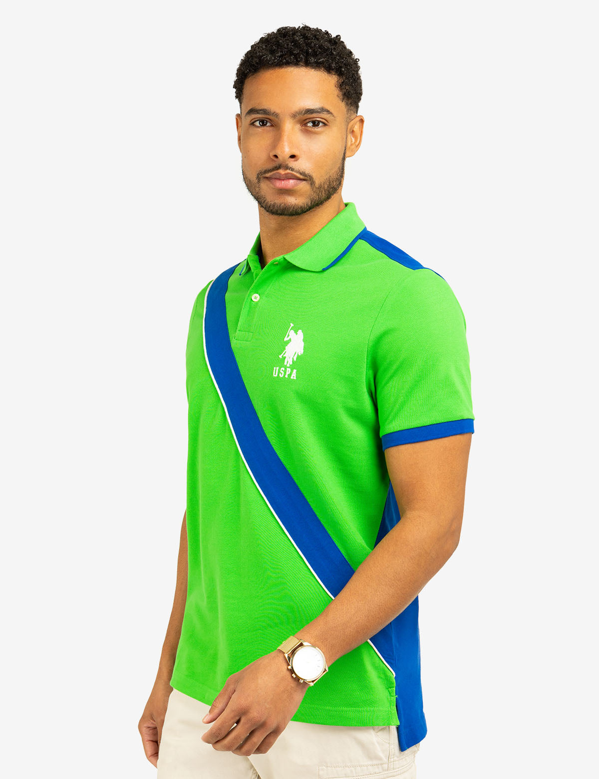 Color Block Pique Polo Shirt with Sash Front | Casual Style