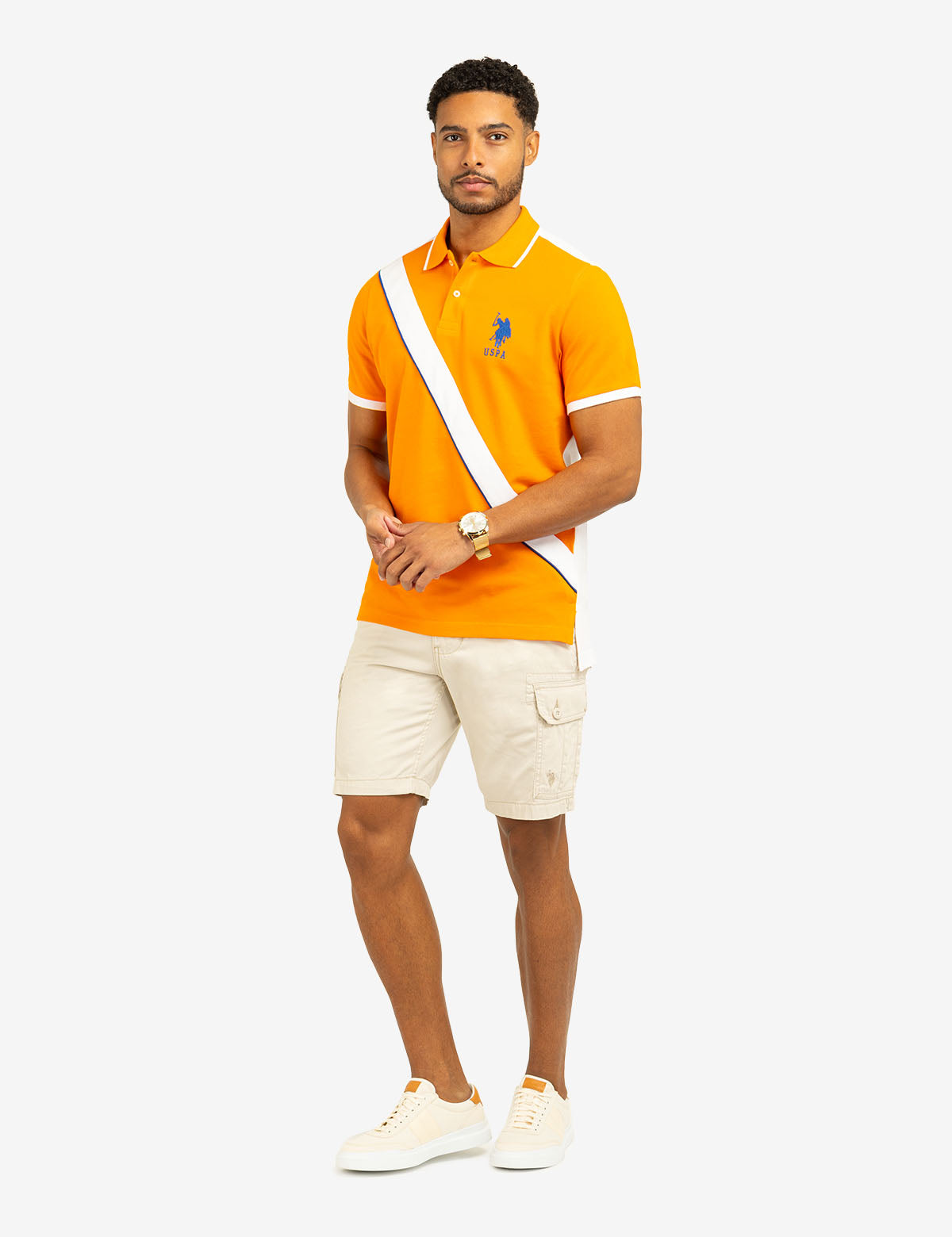 Color Block Pique Polo Shirt with Sash Front | Casual Style