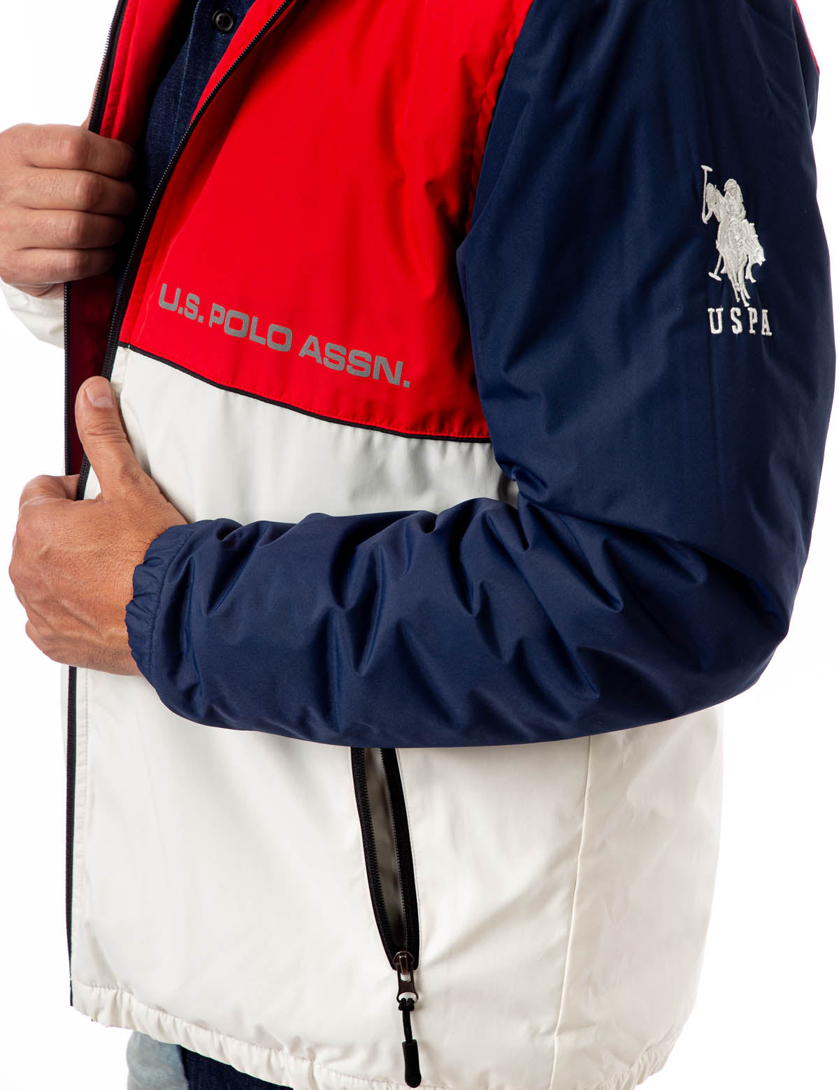 Colorblock Americana Windbreaker with Hood & Side Pockets | U.S. POLO ASSN.