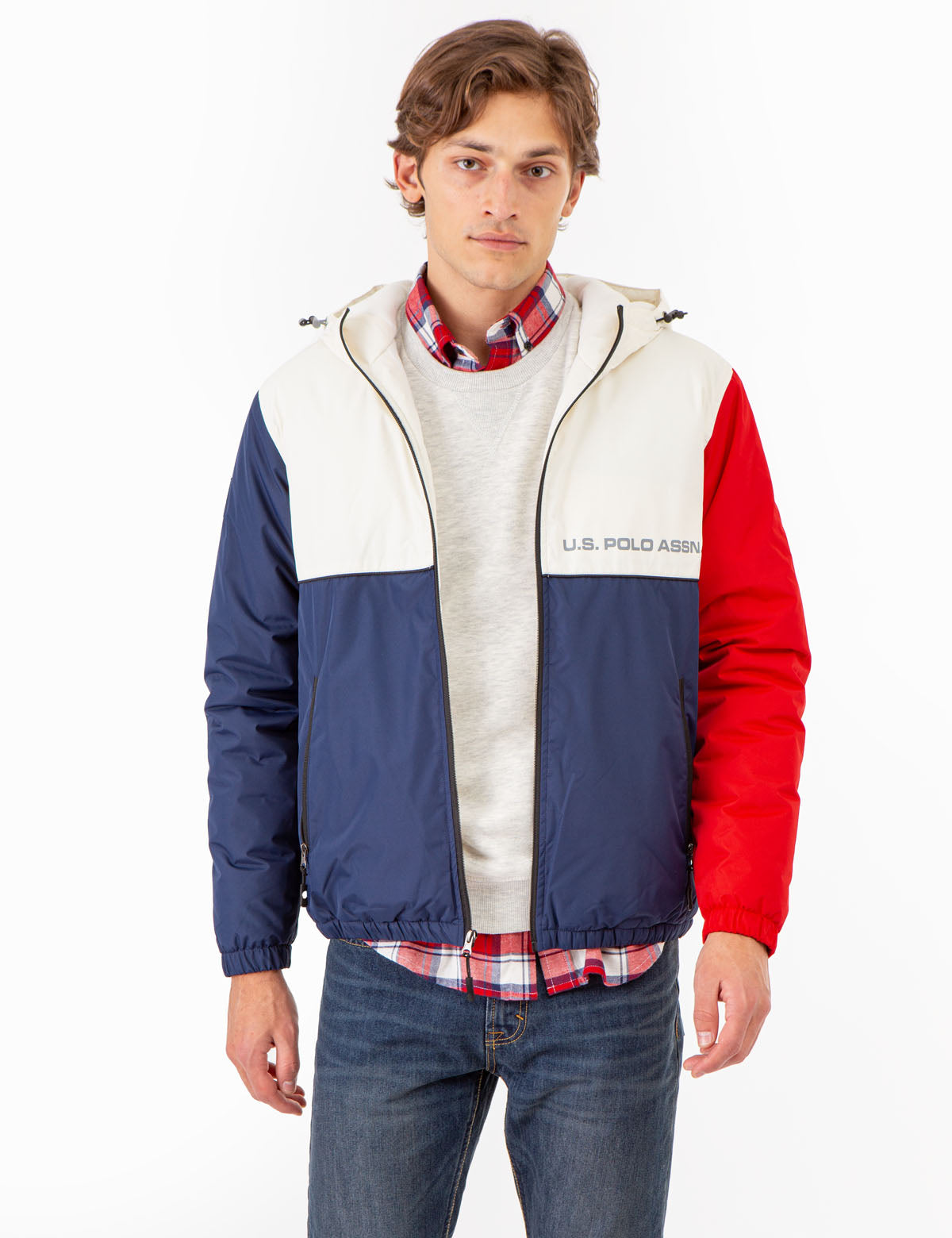 Colorblock Americana Windbreaker with Hood & Side Pockets | U.S. POLO ASSN.
