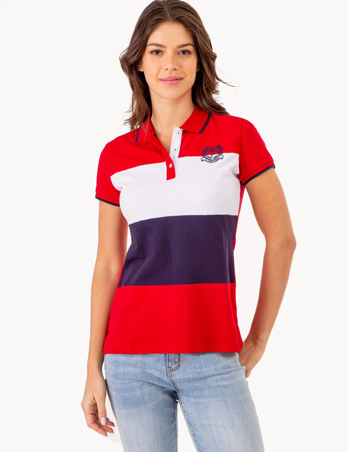 Colorblock Polo Shirt with Crest Logo | Classic Casual Wear