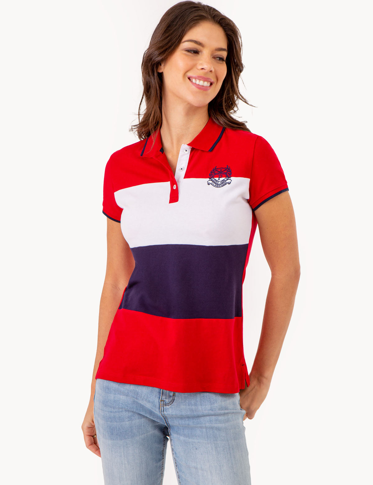 Colorblock Polo Shirt with Crest Logo | Classic Casual Wear