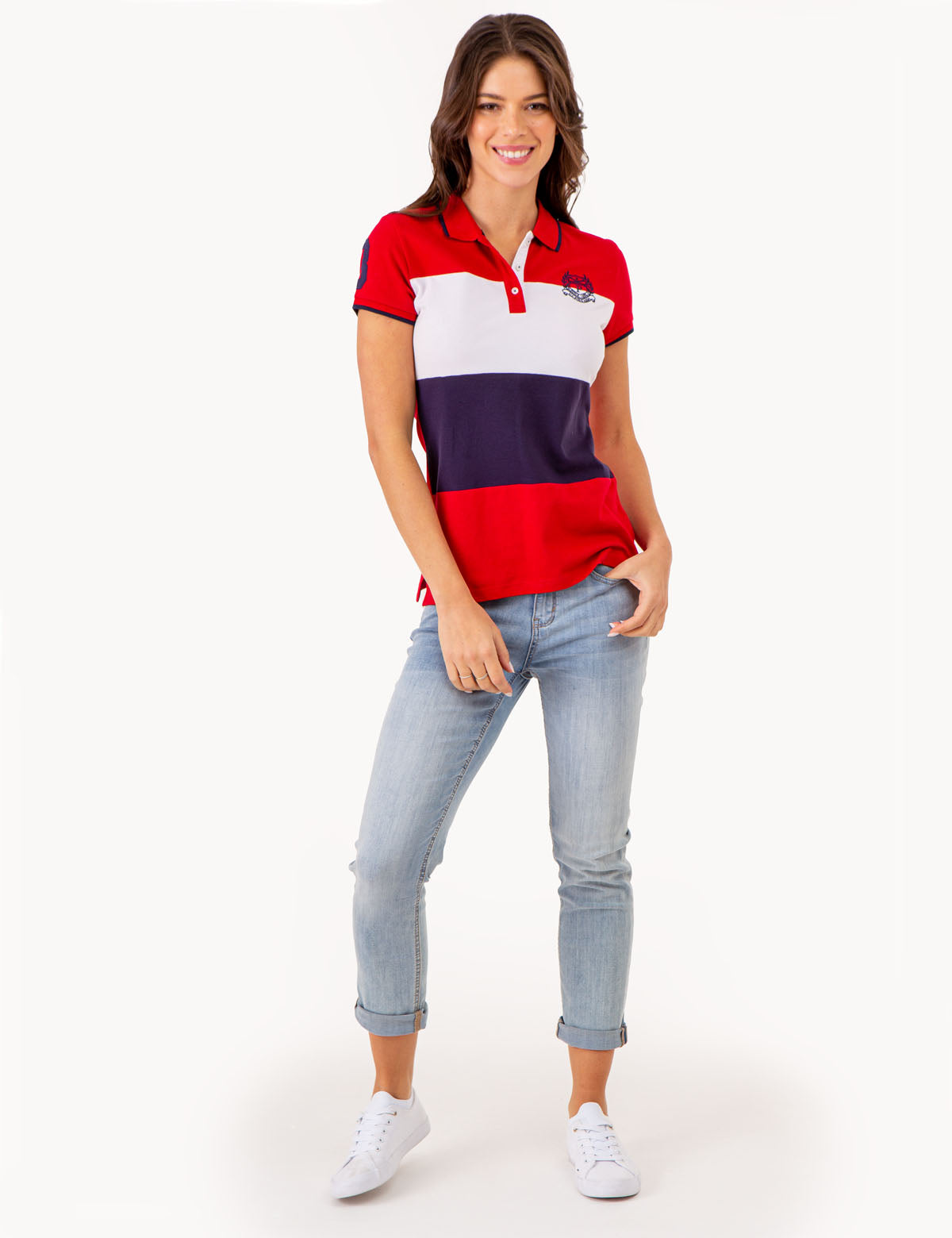 Colorblock Polo Shirt with Crest Logo | Classic Casual Wear