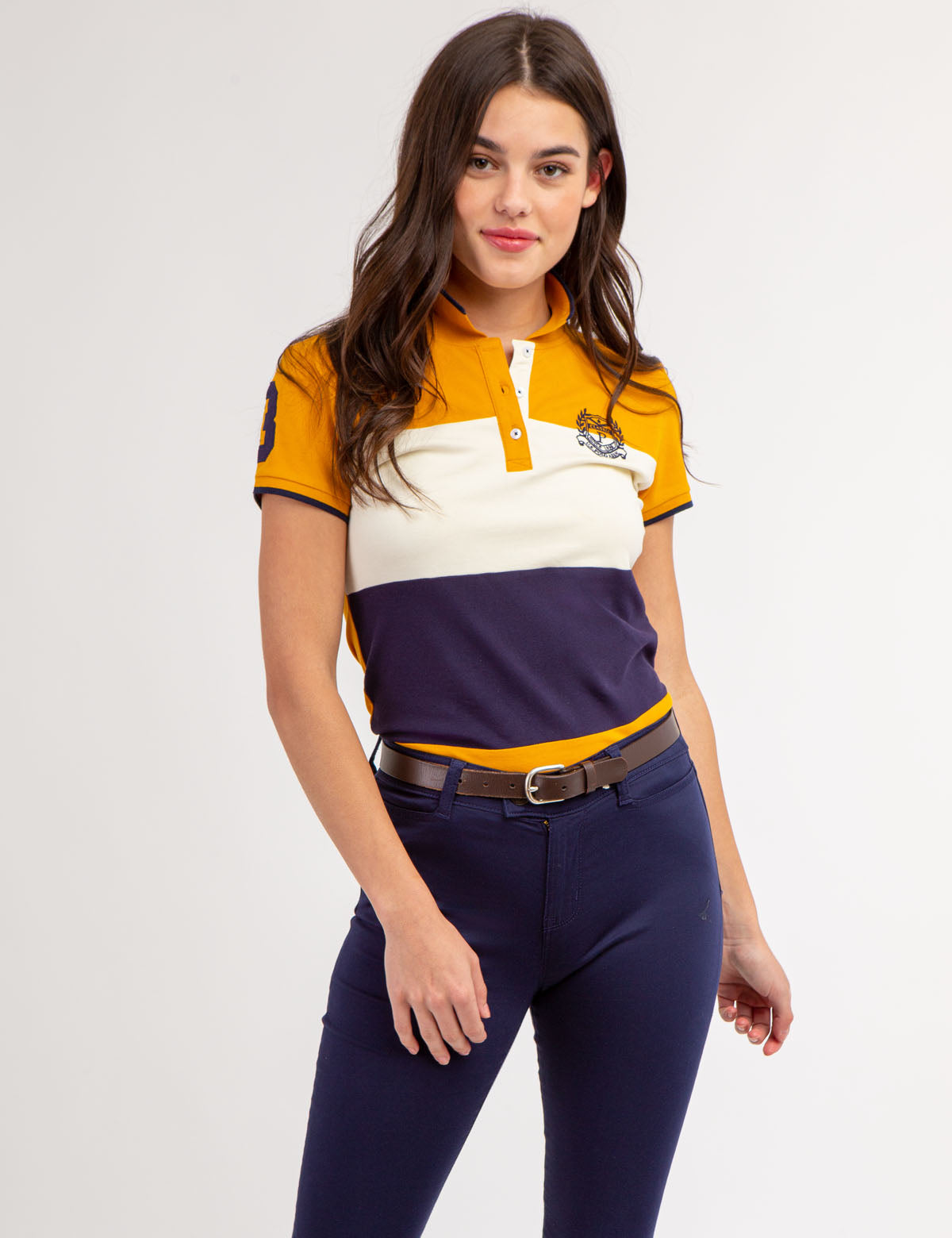 Colorblock Polo Shirt with Crest Logo | Classic Casual Wear