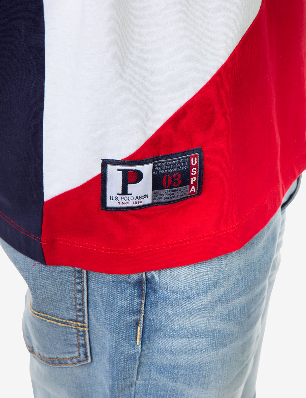 Colorblock Crew Neck T-Shirt with Embroidered Logo | USPA