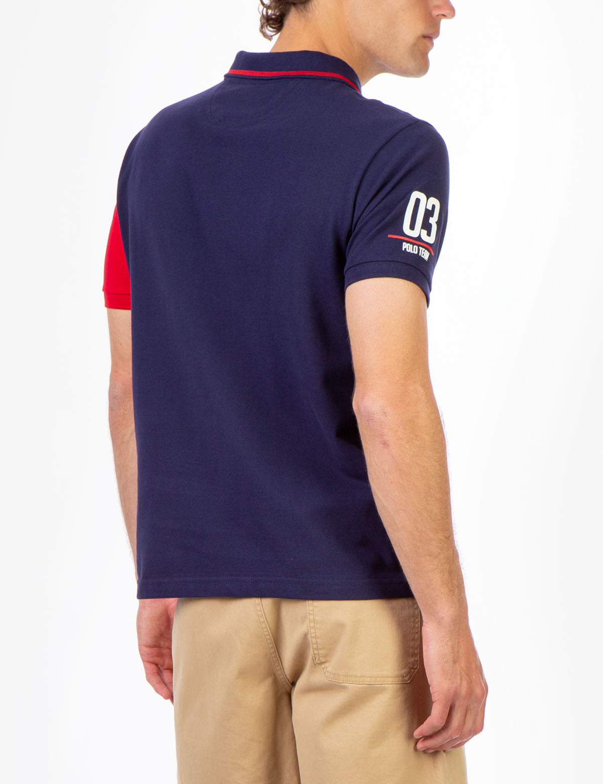 Colorblock Pique Polo Shirt with Flag Logo | Short Sleeve Casual
