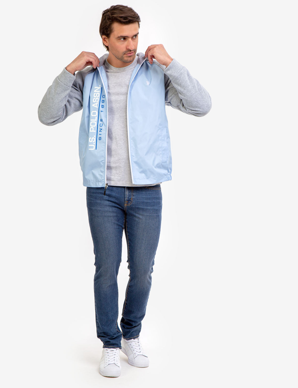 Colorblock Fleece Hooded Jacket with Front Pockets & Adjustable Hood | U.S. Polo Assn.