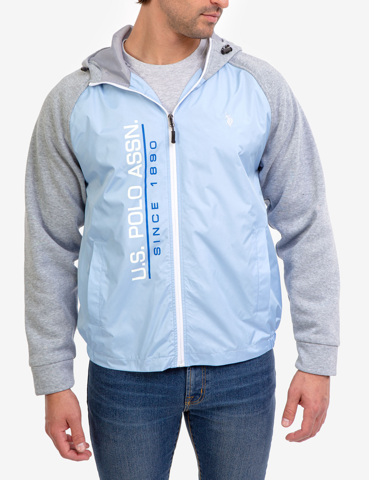Colorblock Fleece Hooded Jacket with Front Pockets & Adjustable Hood | U.S. Polo Assn.