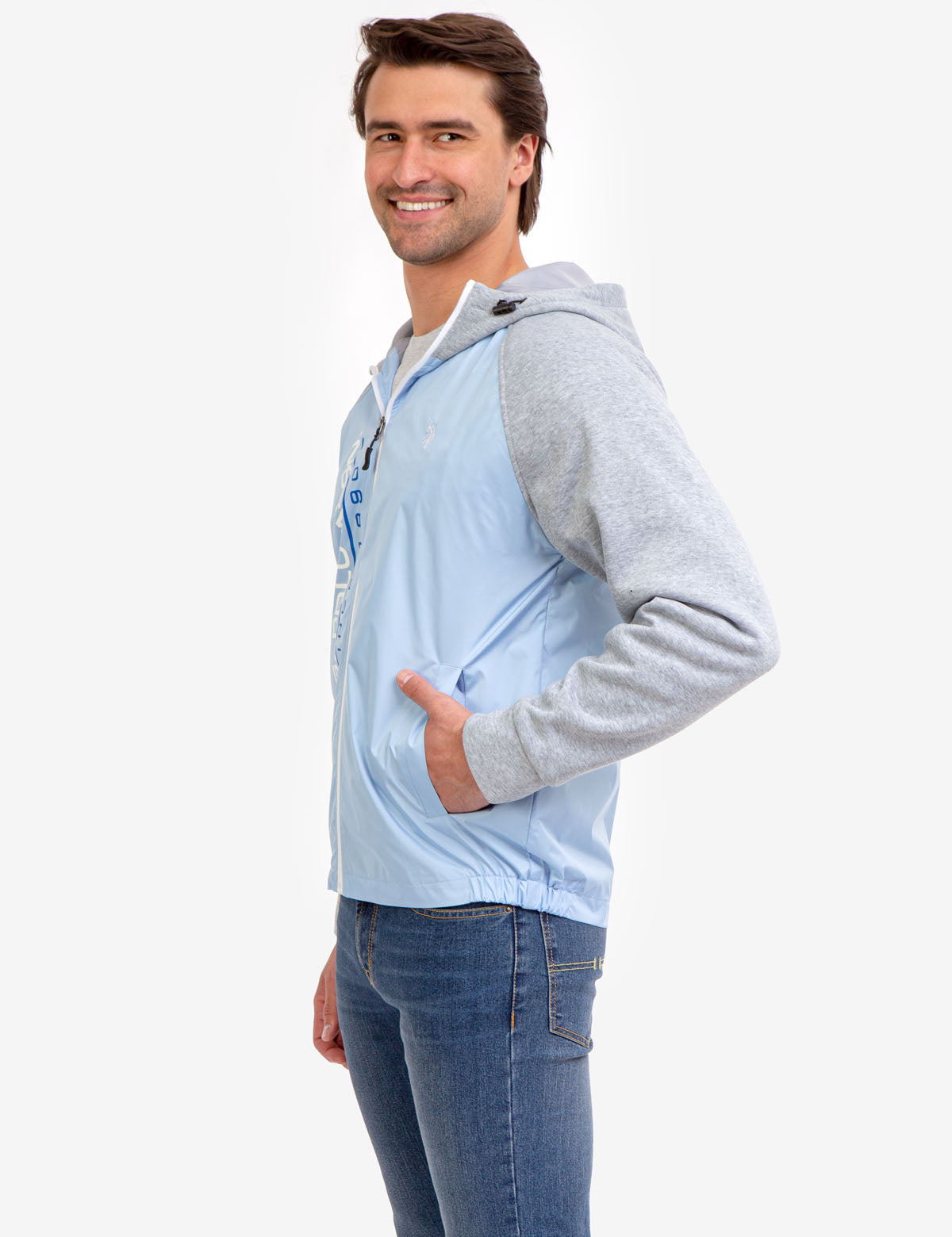 Colorblock Fleece Hooded Jacket with Front Pockets & Adjustable Hood | U.S. Polo Assn.