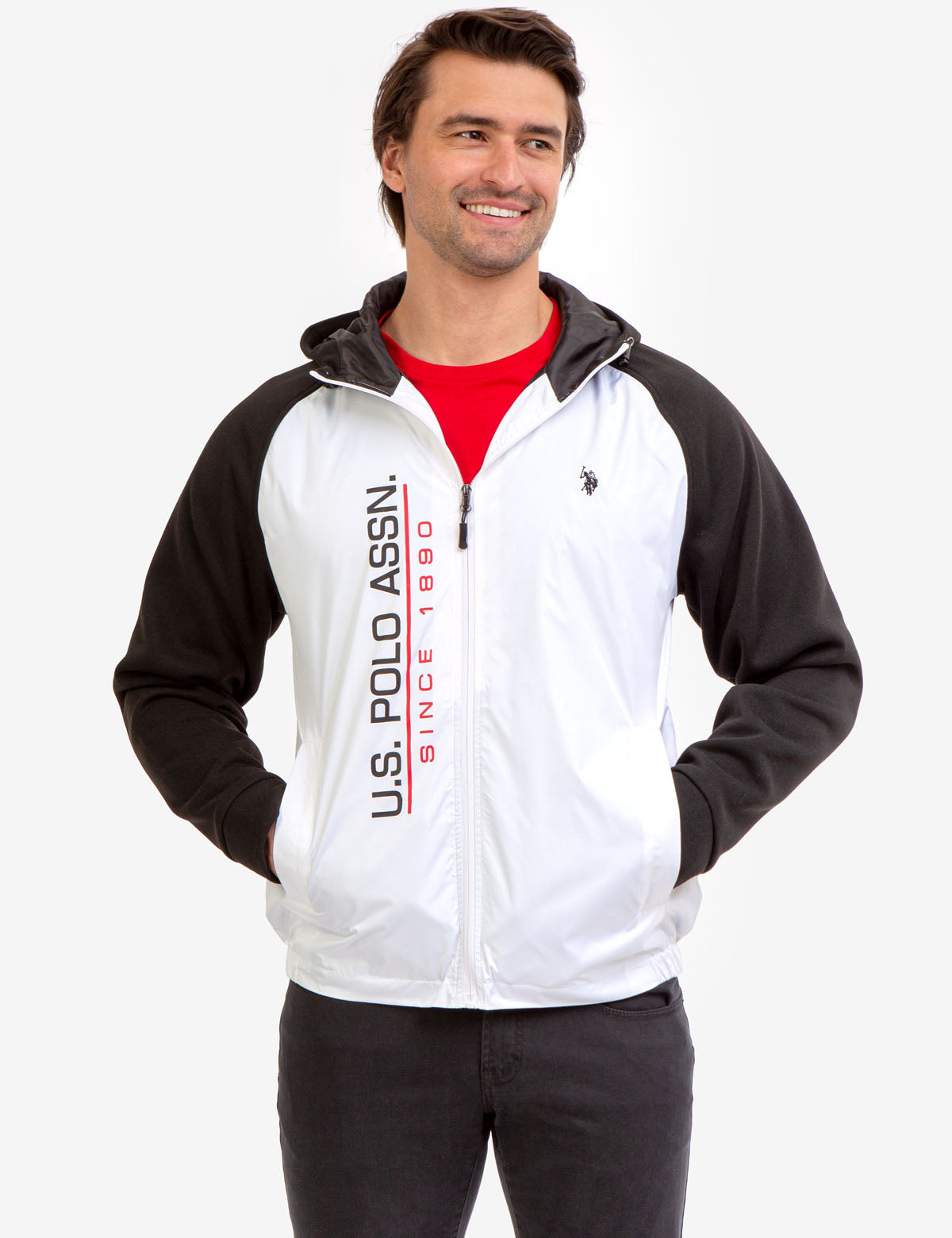 Colorblock Fleece Hooded Jacket with Front Pockets & Adjustable Hood | U.S. Polo Assn.