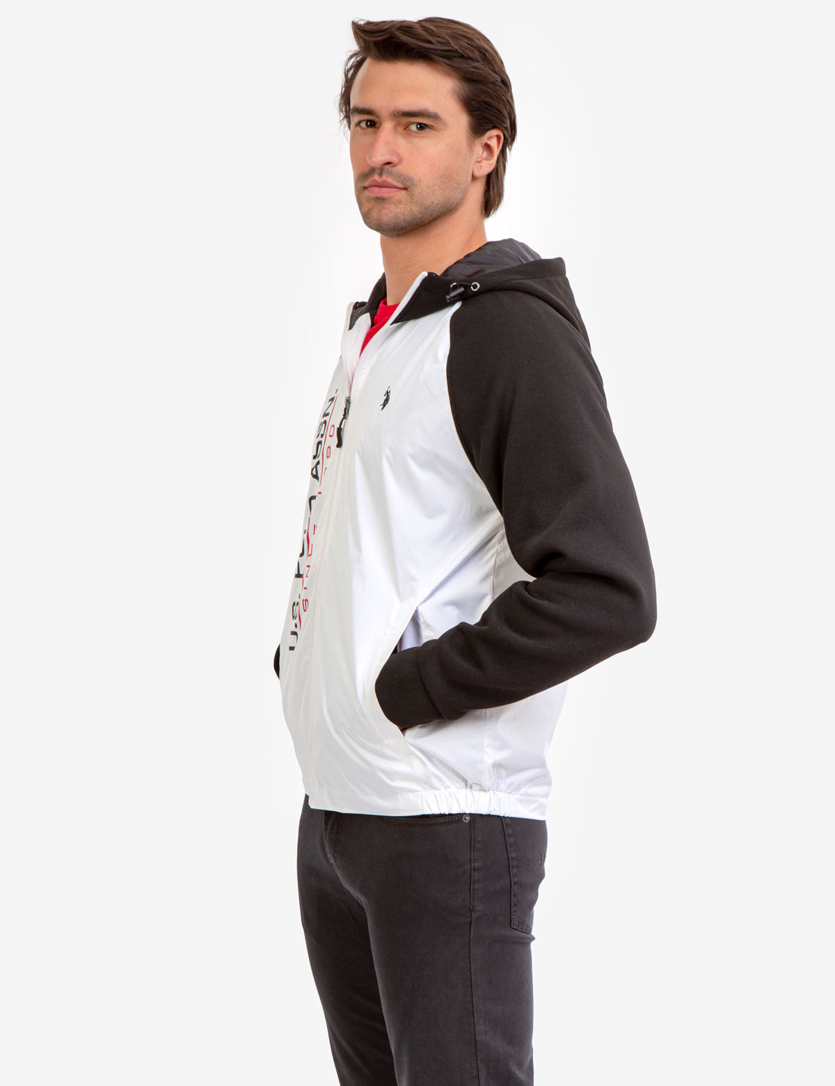 Colorblock Fleece Hooded Jacket with Front Pockets & Adjustable Hood | U.S. Polo Assn.
