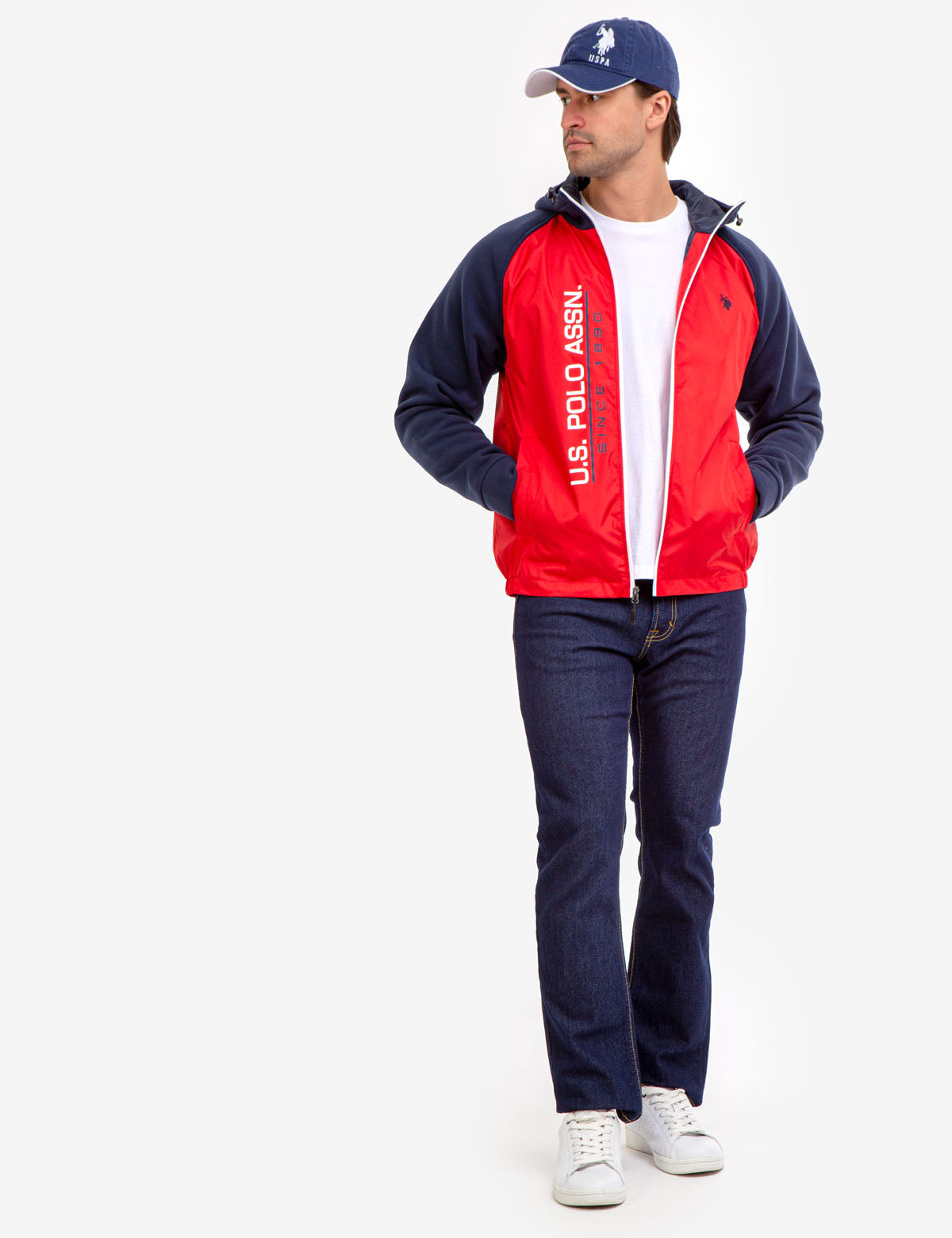 Colorblock Fleece Hooded Jacket with Front Pockets & Adjustable Hood | U.S. Polo Assn.
