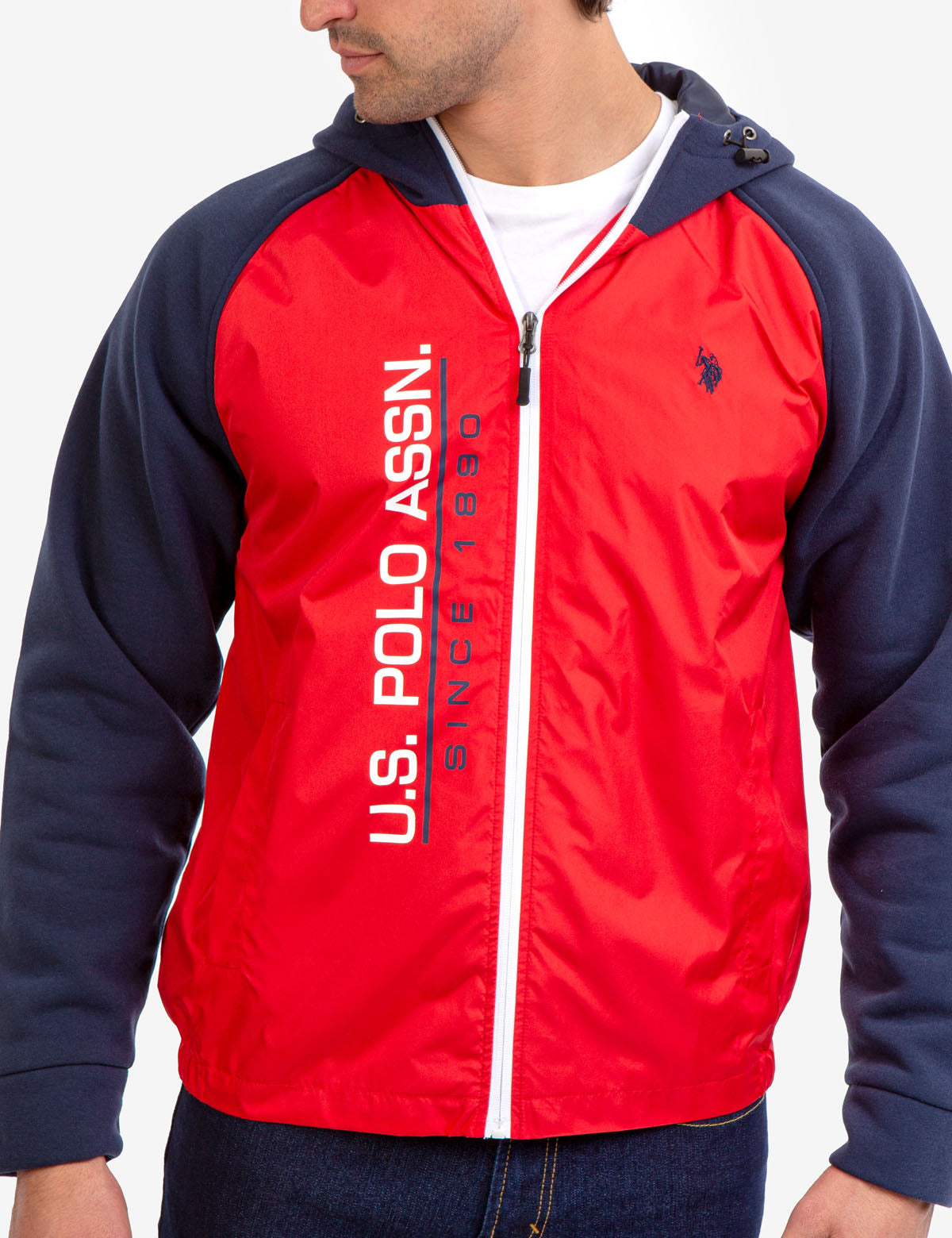 Colorblock Fleece Hooded Jacket with Front Pockets & Adjustable Hood | U.S. Polo Assn.