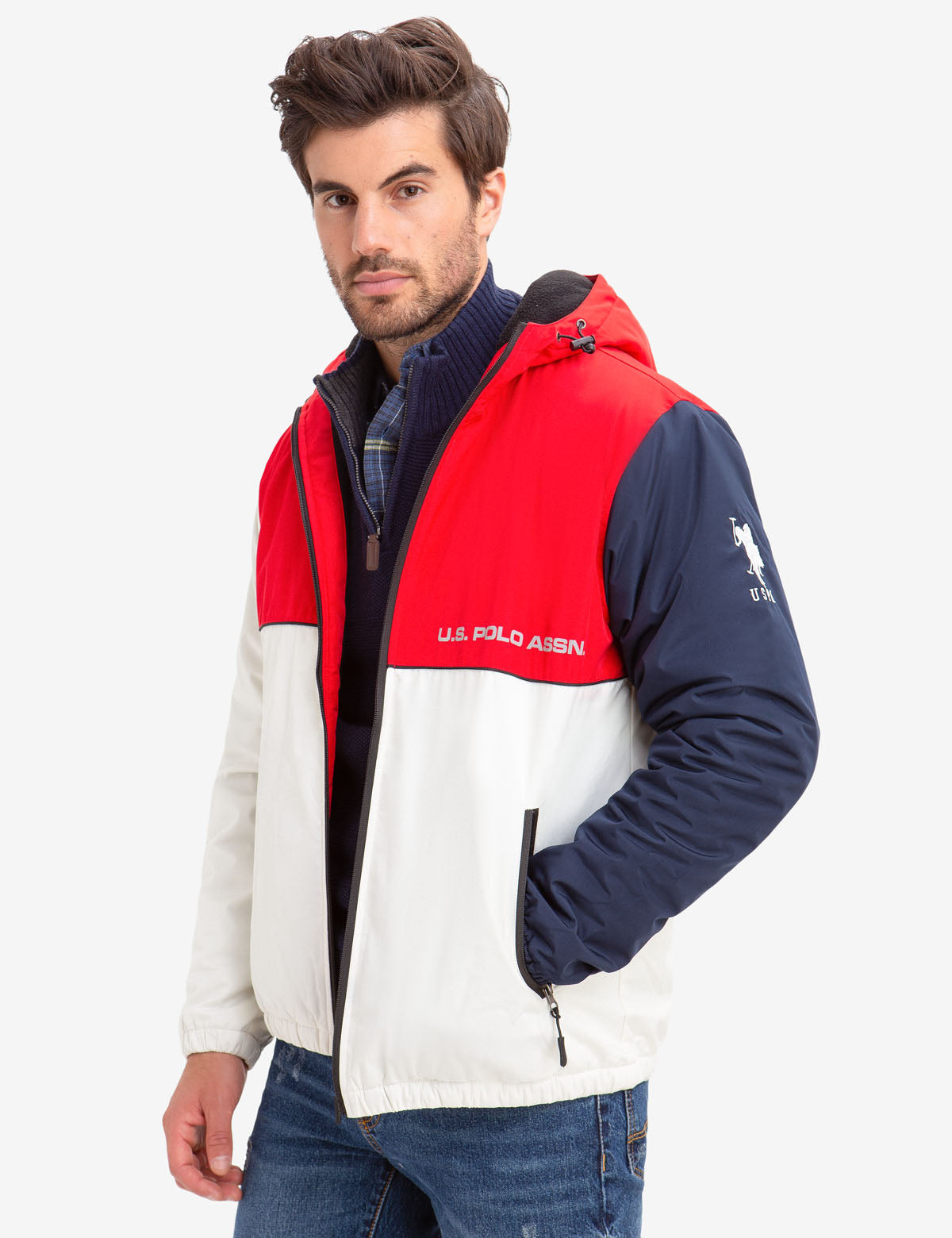 Fleece-Lined Hooded Coat with Colorblock Design | U.S. Polo Assn.