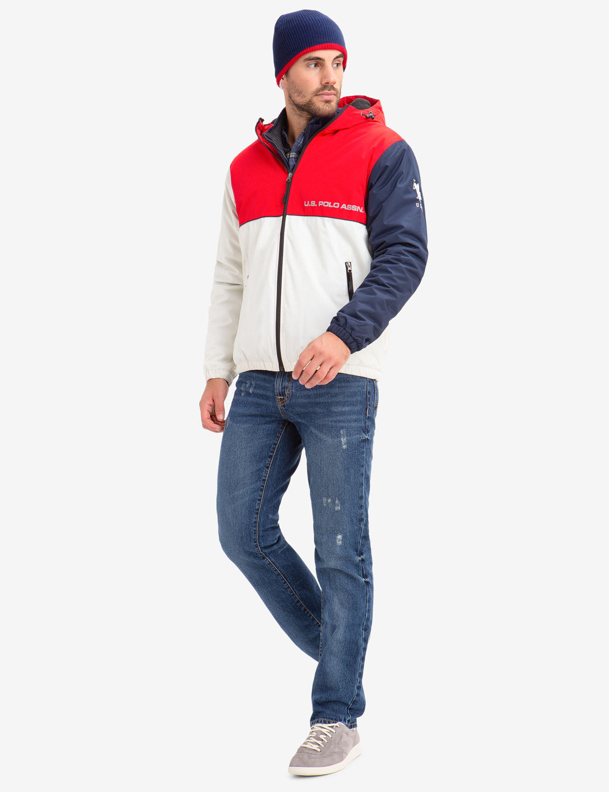 Fleece-Lined Hooded Coat with Colorblock Design | U.S. Polo Assn.