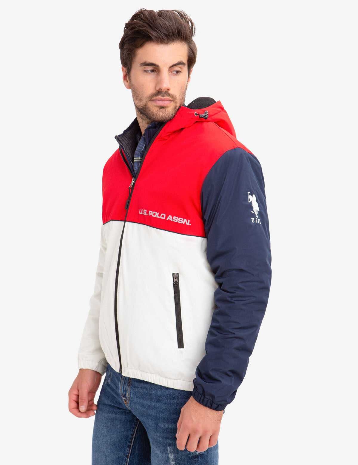 Fleece-Lined Hooded Coat with Colorblock Design | U.S. Polo Assn.