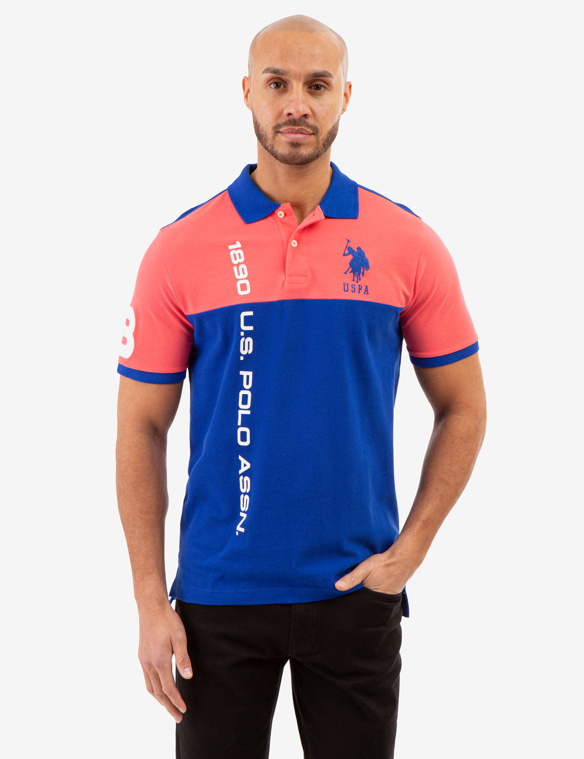 Colorblock Pique Polo Shirt with Graphic Print | Casual Men's Top