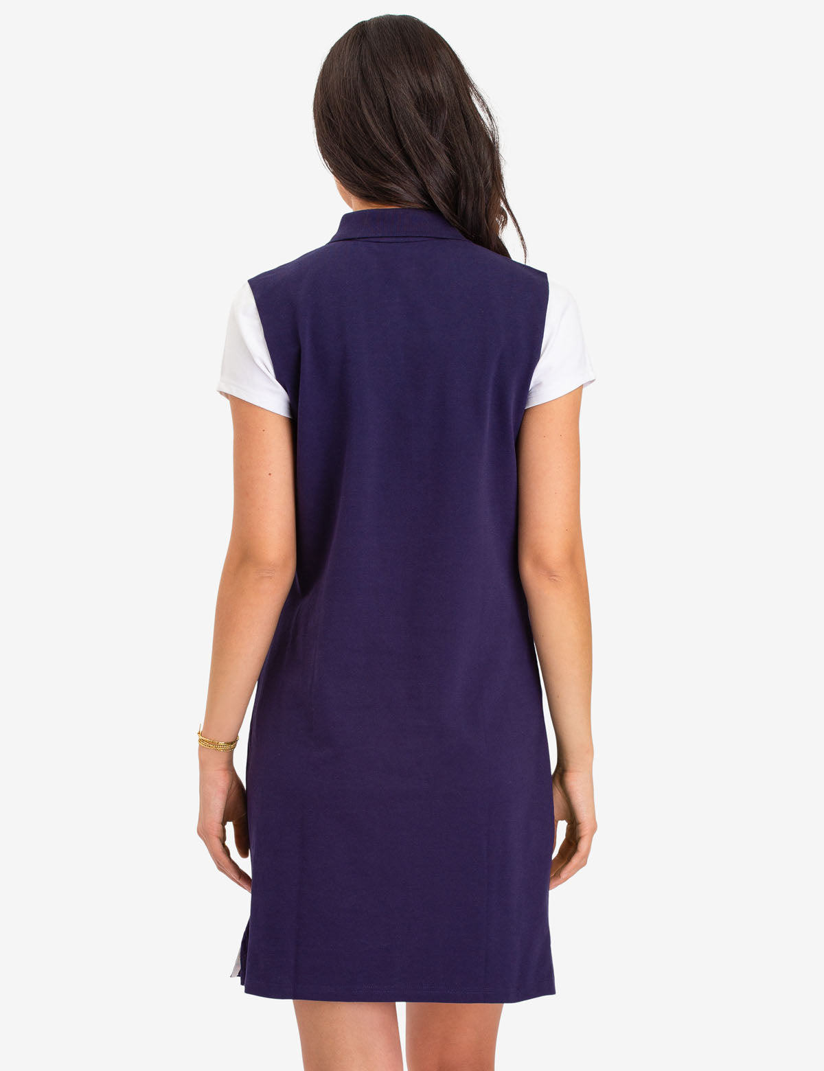 Colorblock Polo Dress with Embroidered Logo | Short Sleeves