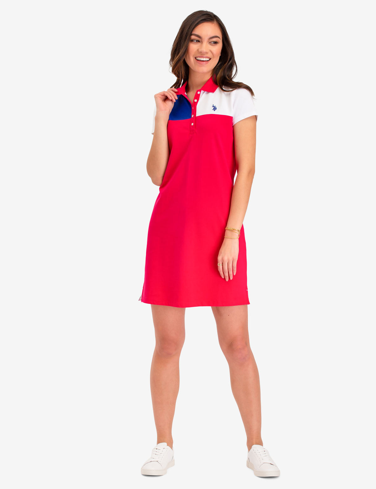 Colorblock Polo Dress with Embroidered Logo | Short Sleeves