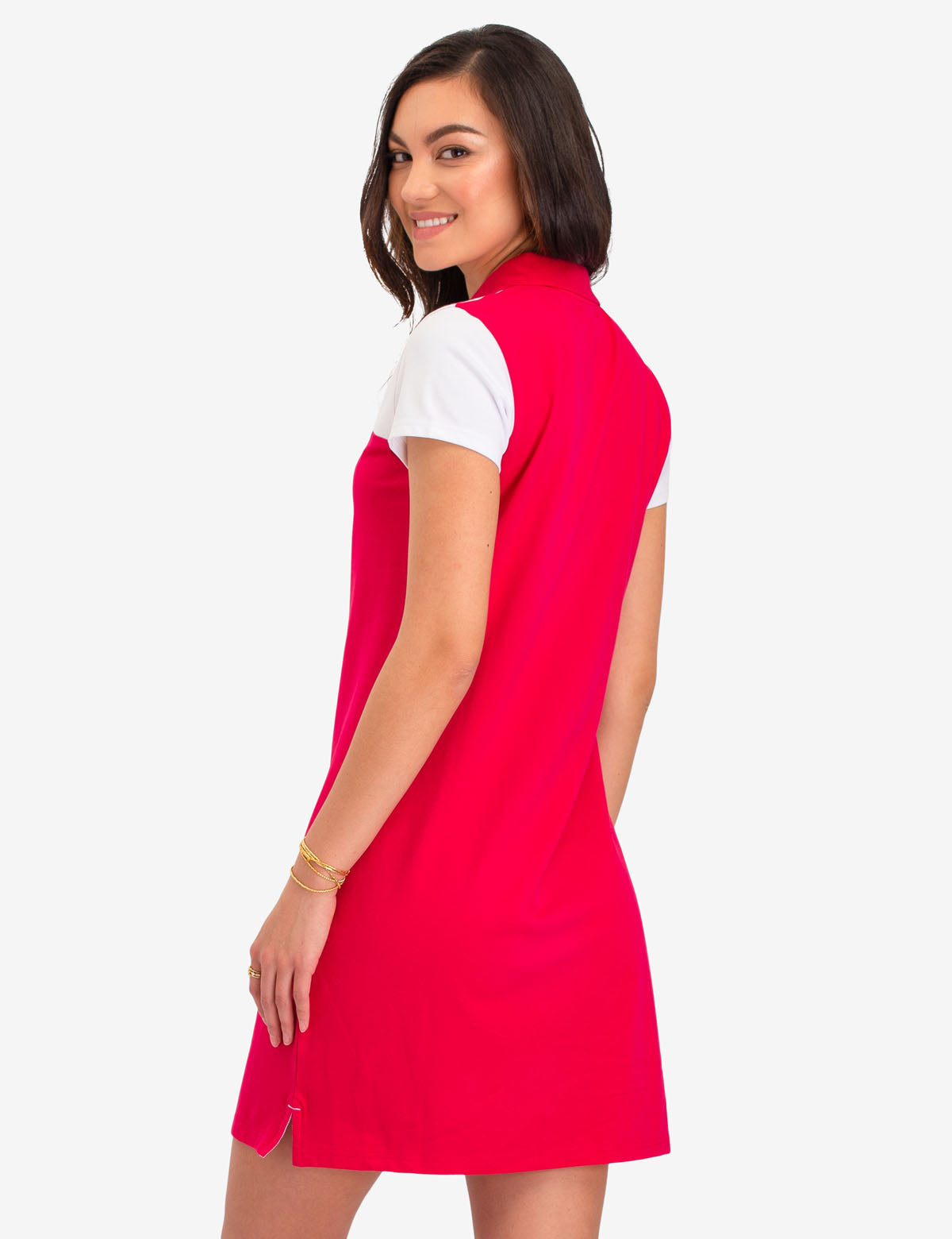 Colorblock Polo Dress with Embroidered Logo | Short Sleeves